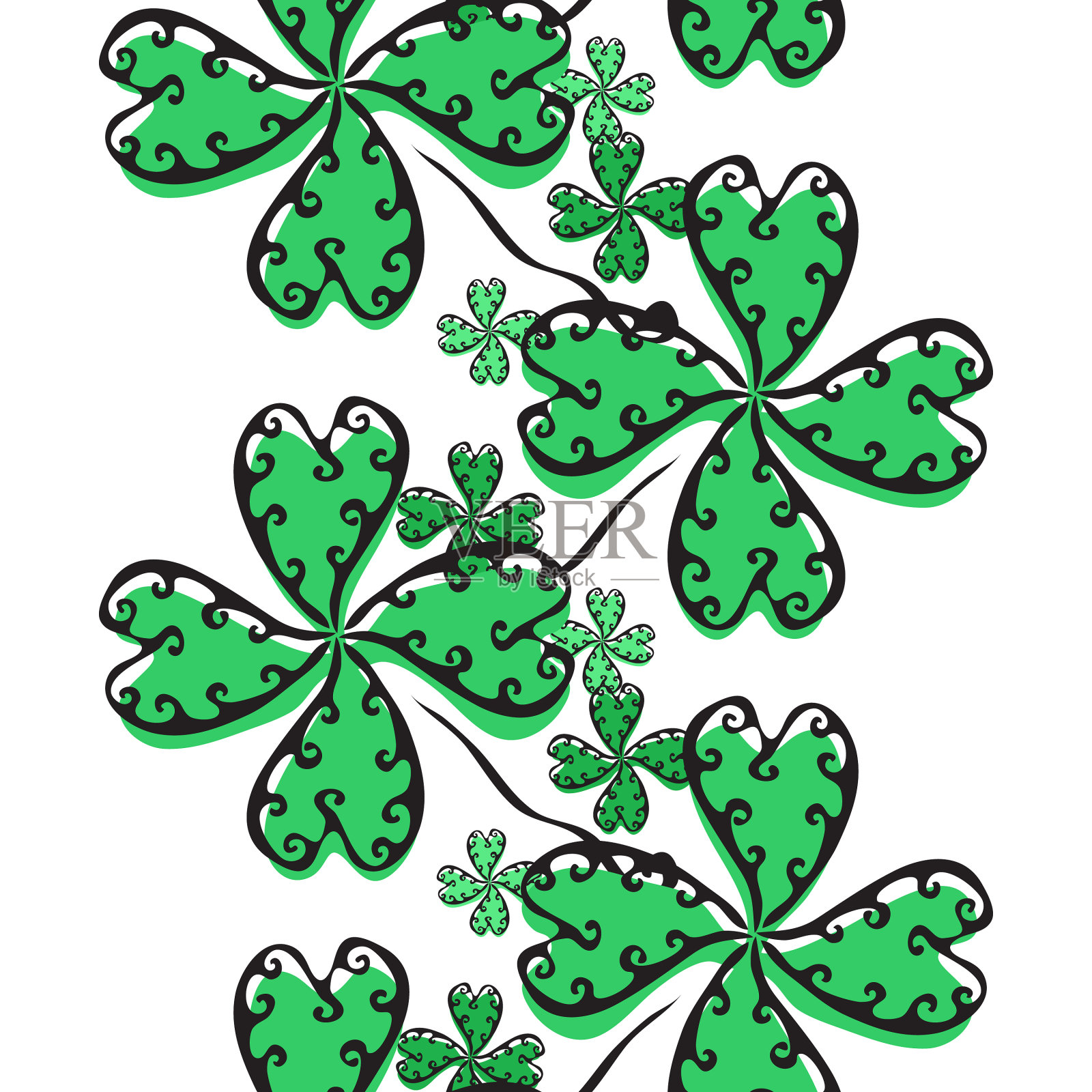 三叶草无缝模式插画图片素材