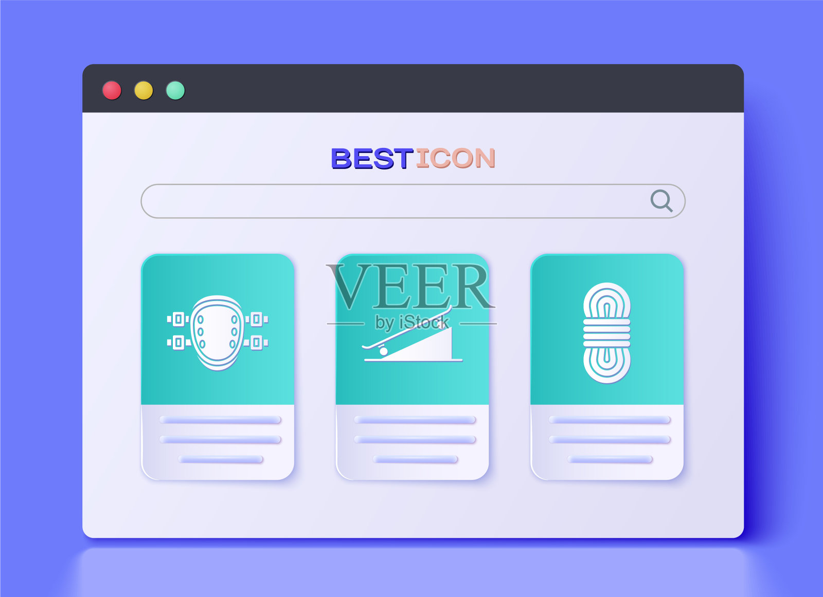 设置滑板在街道坡道膝盖垫和图标素材