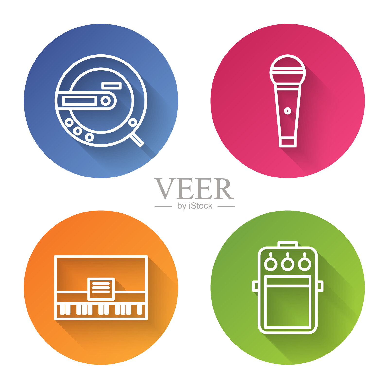 设线音乐、CD播放机、麦克风、钢琴等图标素材