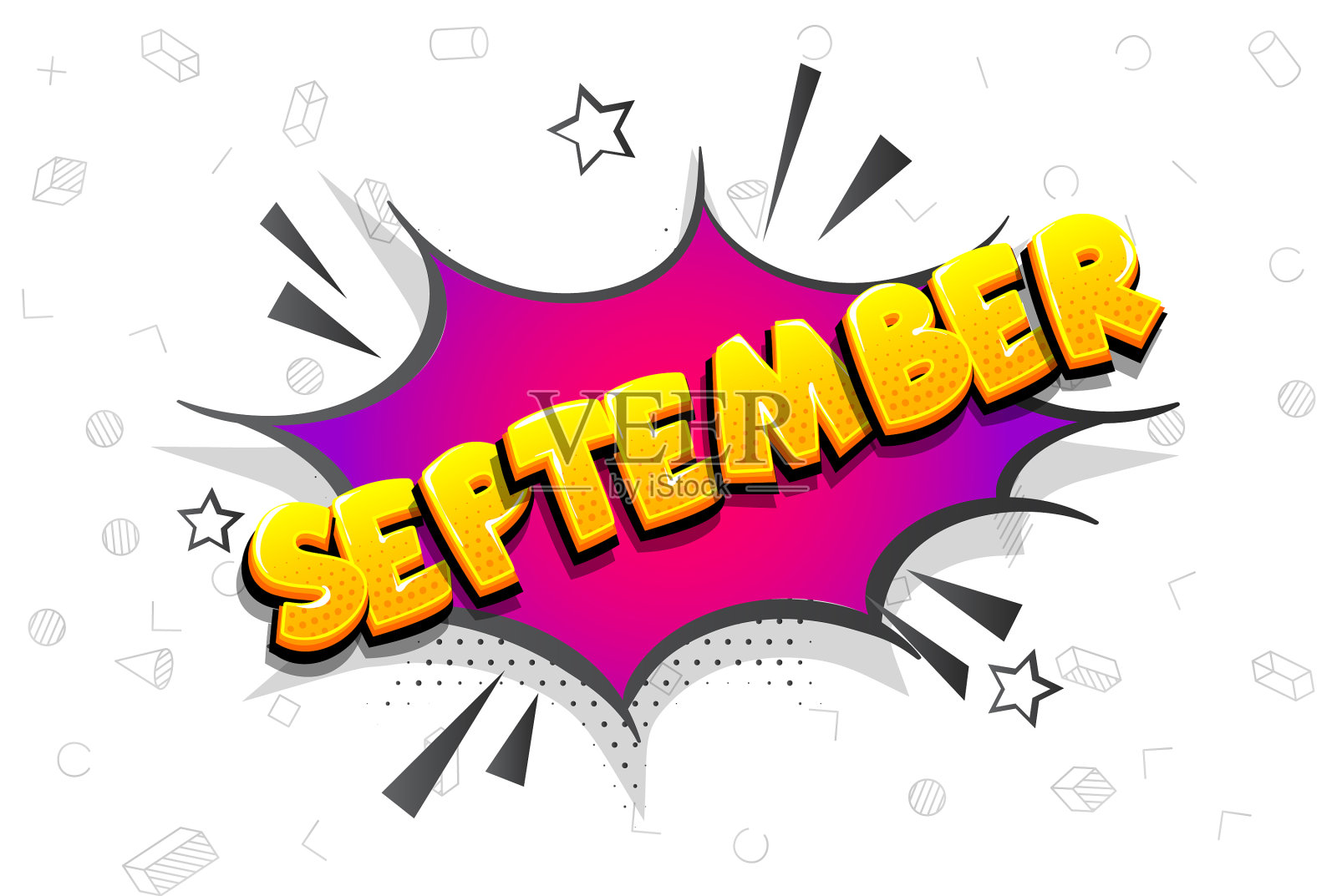 9月漫画文字演讲泡泡波普艺术插画图片素材