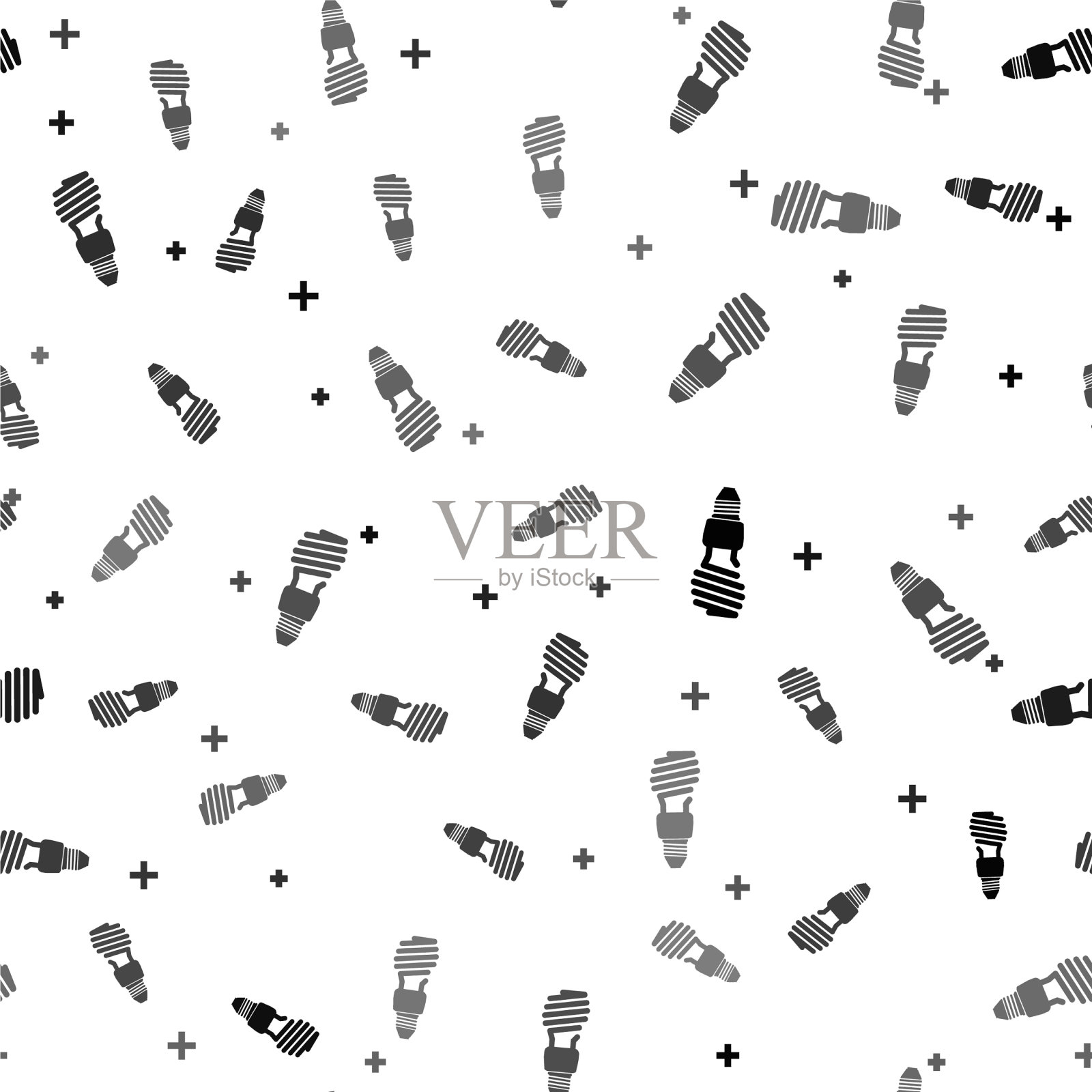 孤立的黑色节能灯泡图标插画图片素材