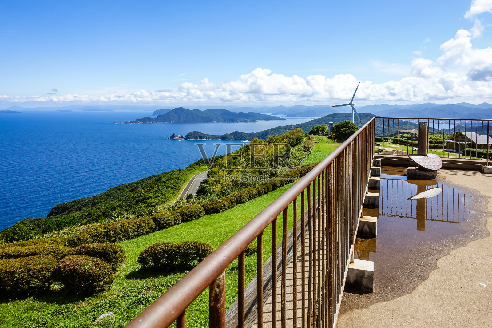 从尖木高原到日本海的全景，长江市，山口县照片摄影图片