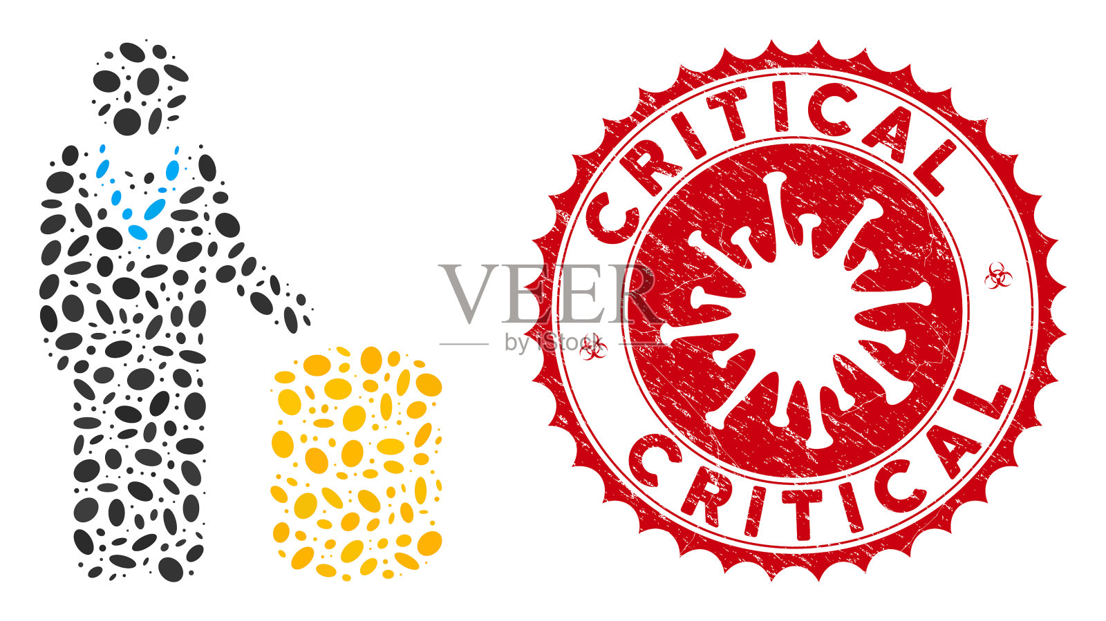 用冠状病毒拼贴硬币投资者图标插画图片素材