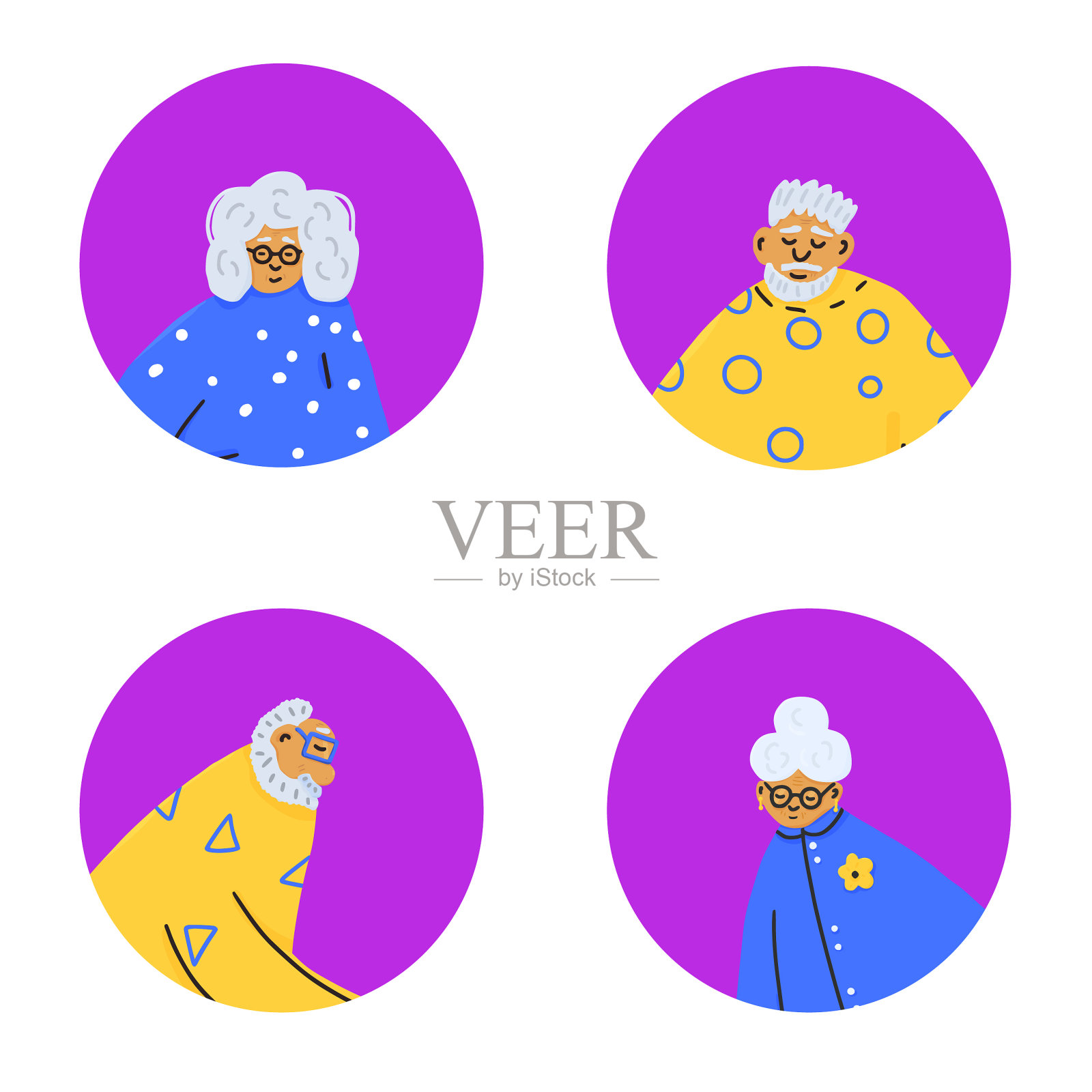 群体孤立老人插画图片素材