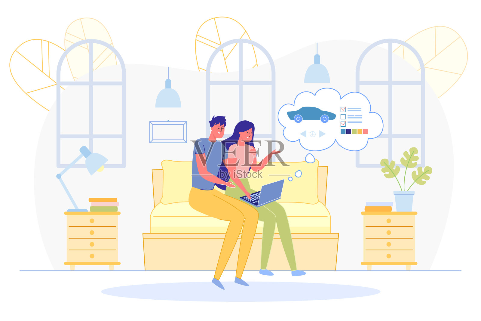 广告海报夫妇购买共享汽车设计元素图片