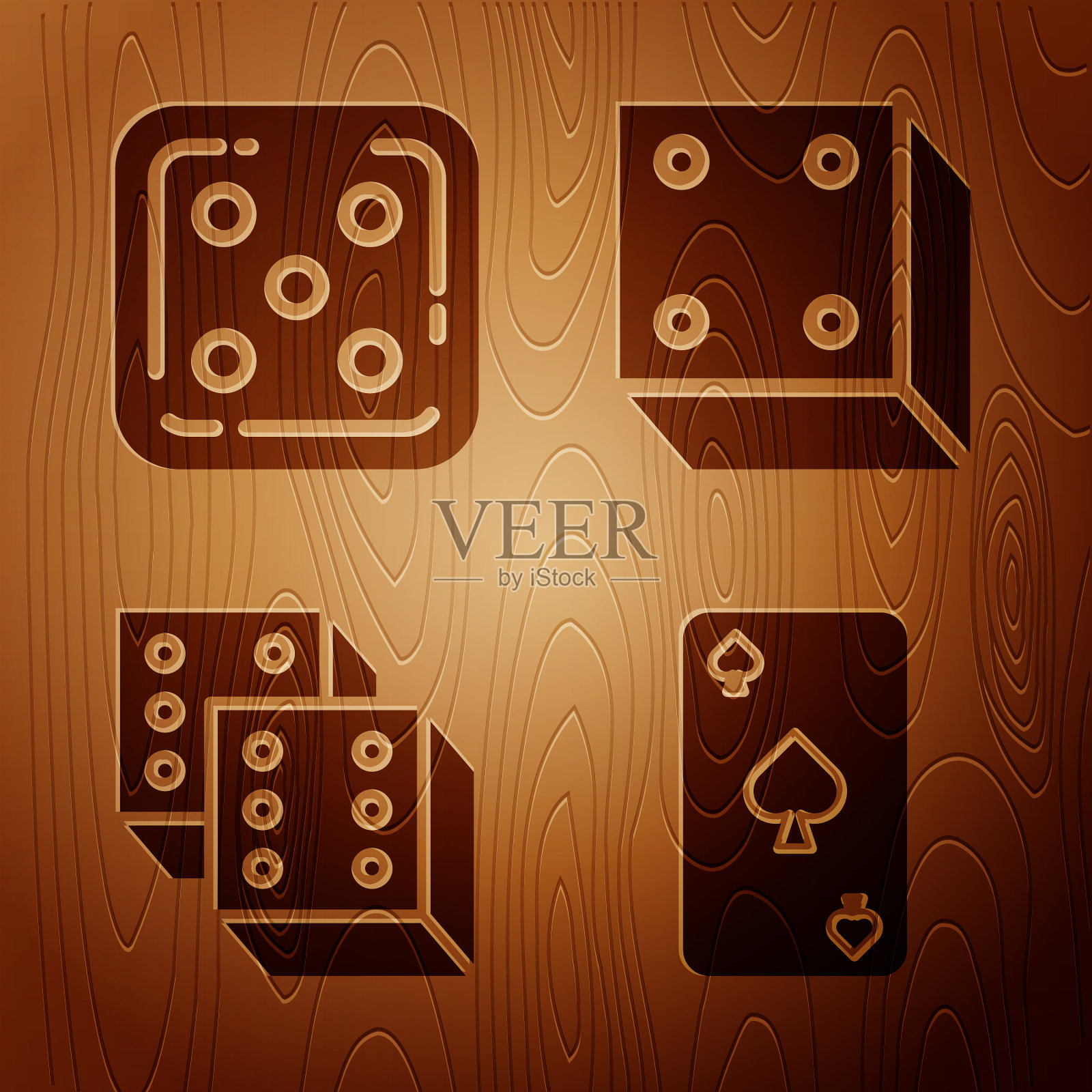 设定扑克牌与黑桃符号游戏骰子图标素材