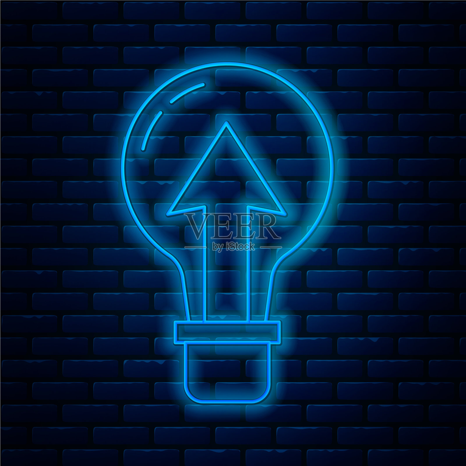 发光的霓虹灯线灯泡图标隔离插画图片素材