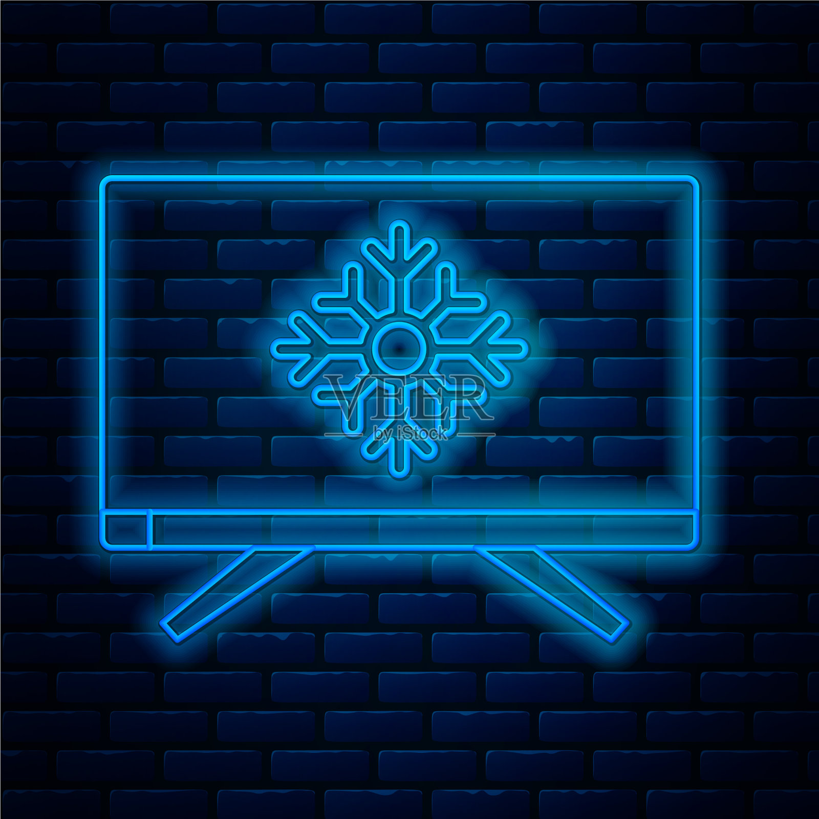 电视上闪烁的霓虹线圣诞快乐插画图片素材