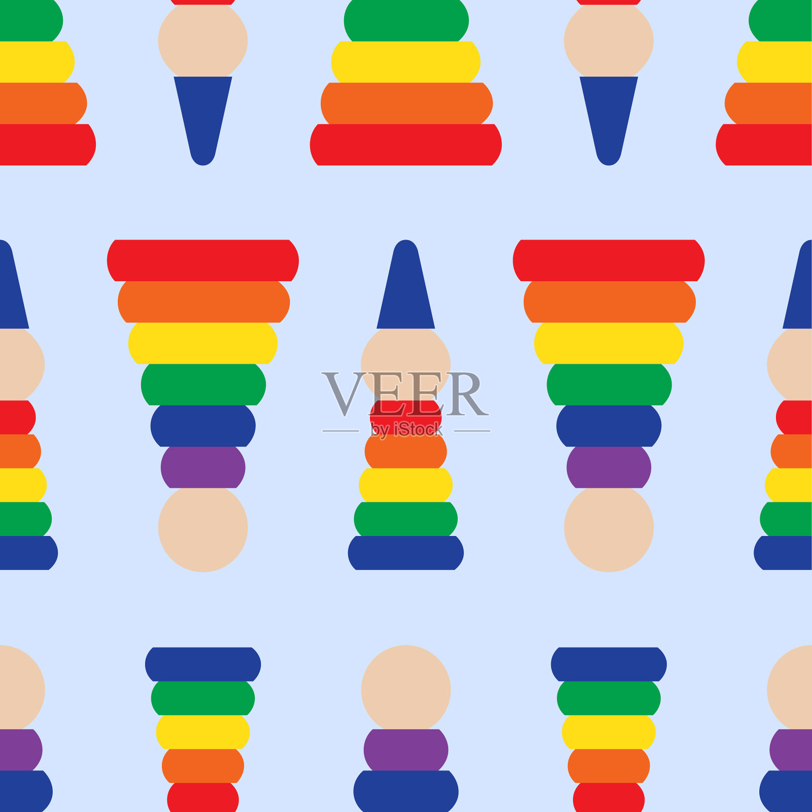 孩子们无缝的图案堆叠环插画图片素材