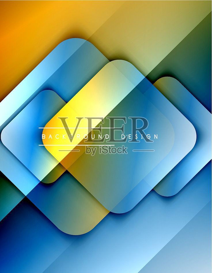 圆角正方形组成几何形状插画图片素材