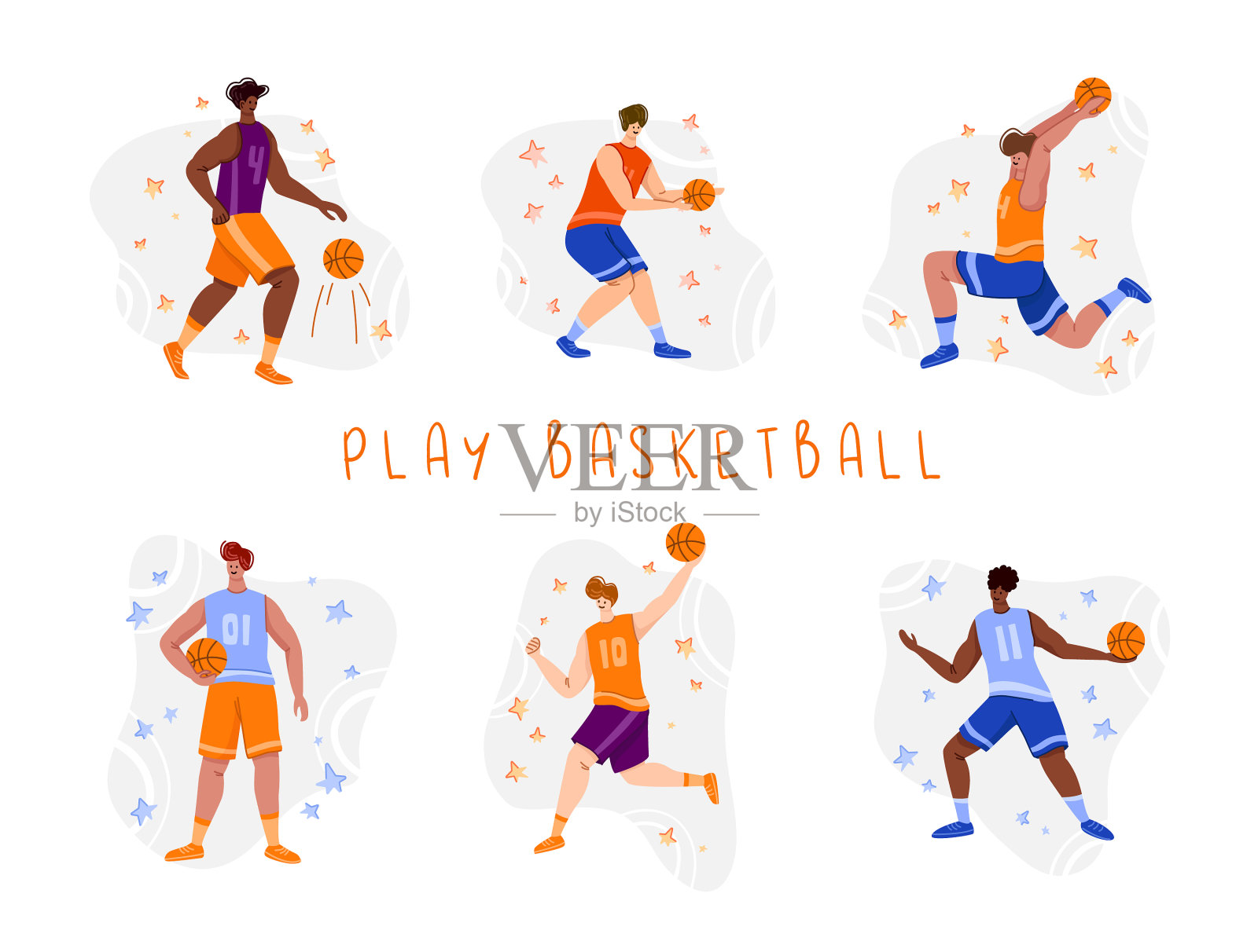 篮球运动员运动概念插画图片素材