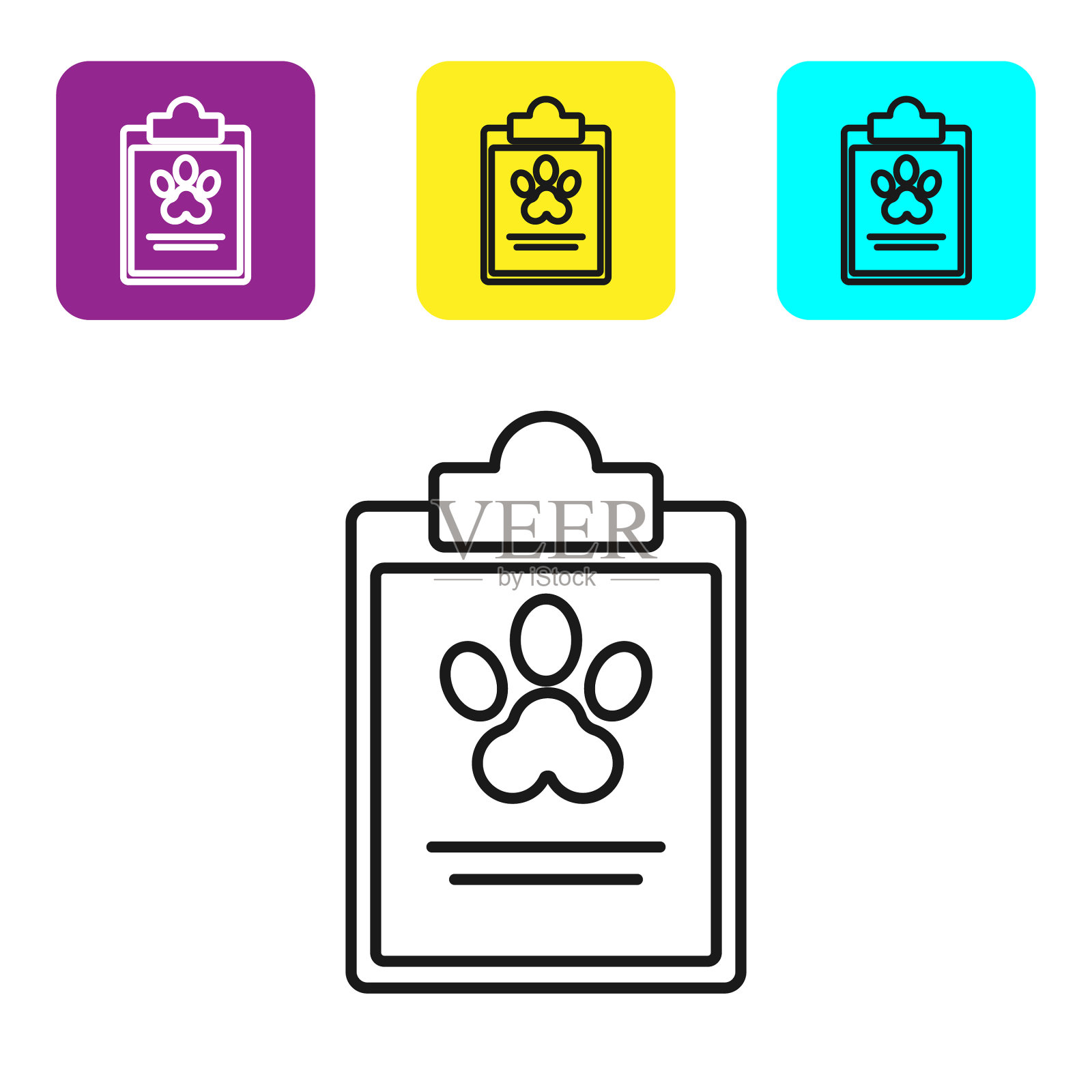 有医疗临床记录的黑线剪贴板插画图片素材