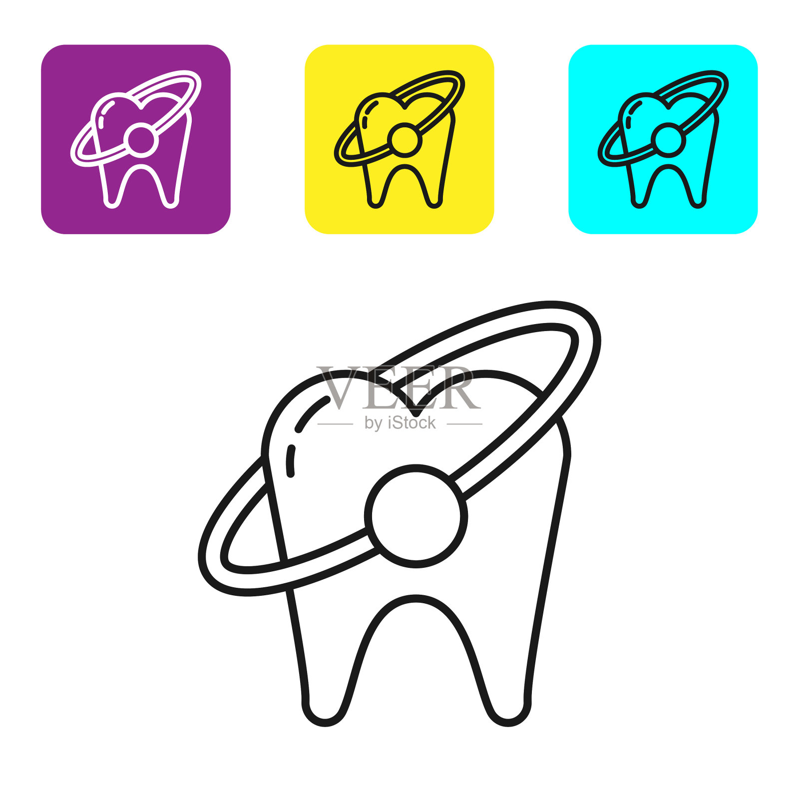 黑线牙齿美白概念图标孤立插画图片素材