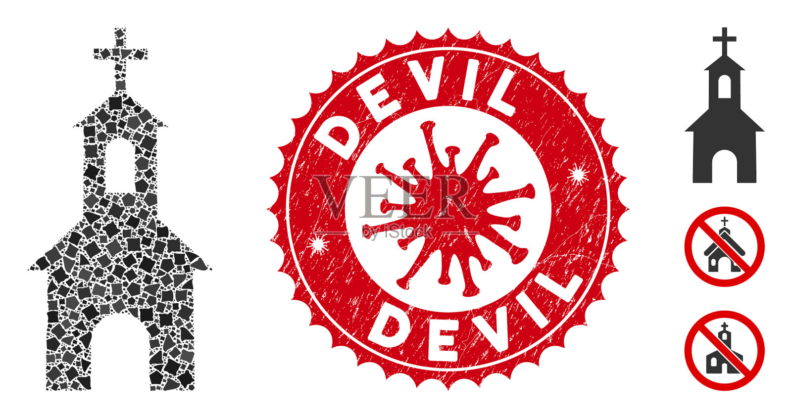 马赛克天主教圣像颤抖的部分与插画图片素材