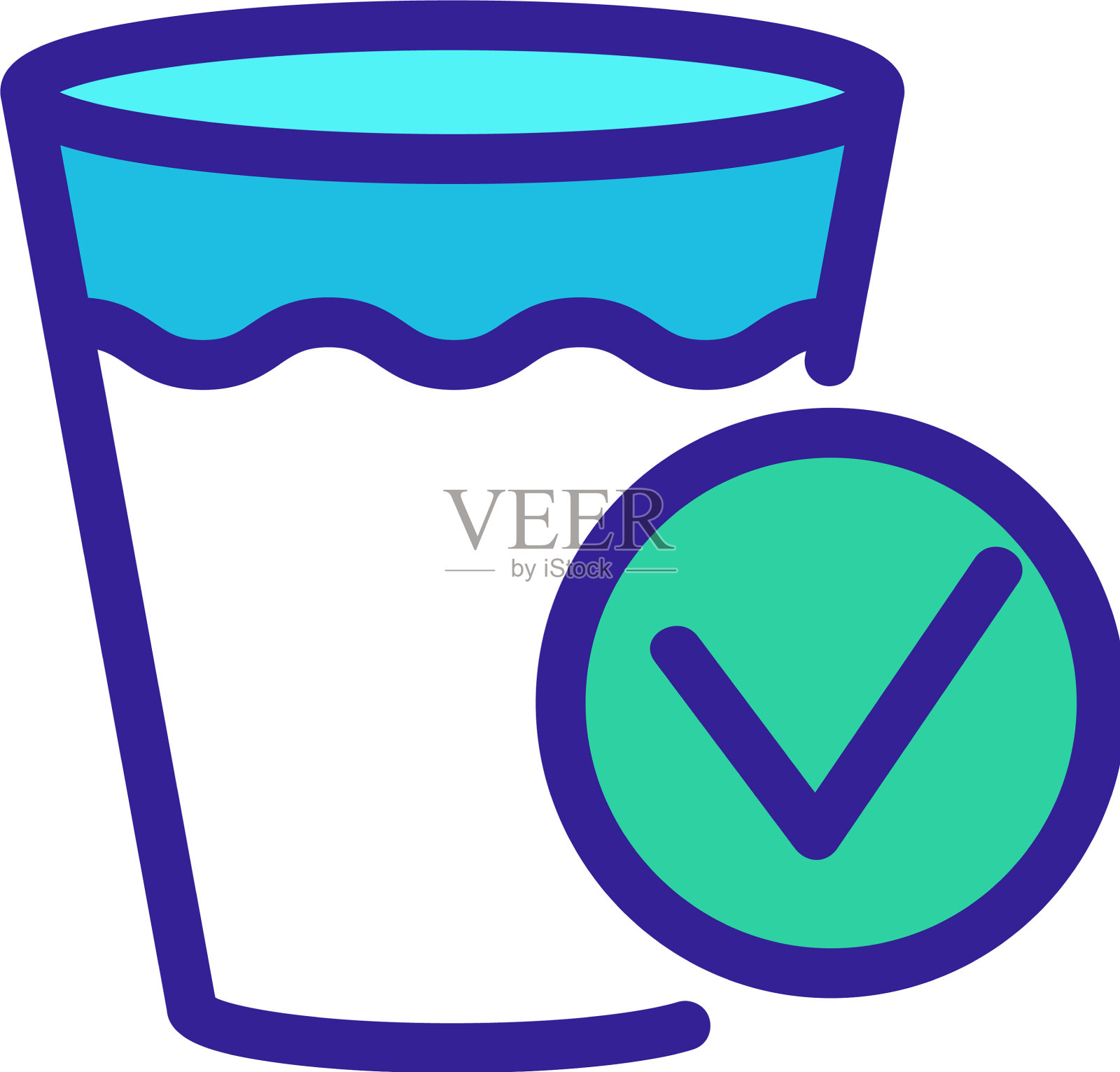 清洁的水在玻璃图标隔离设计元素图片