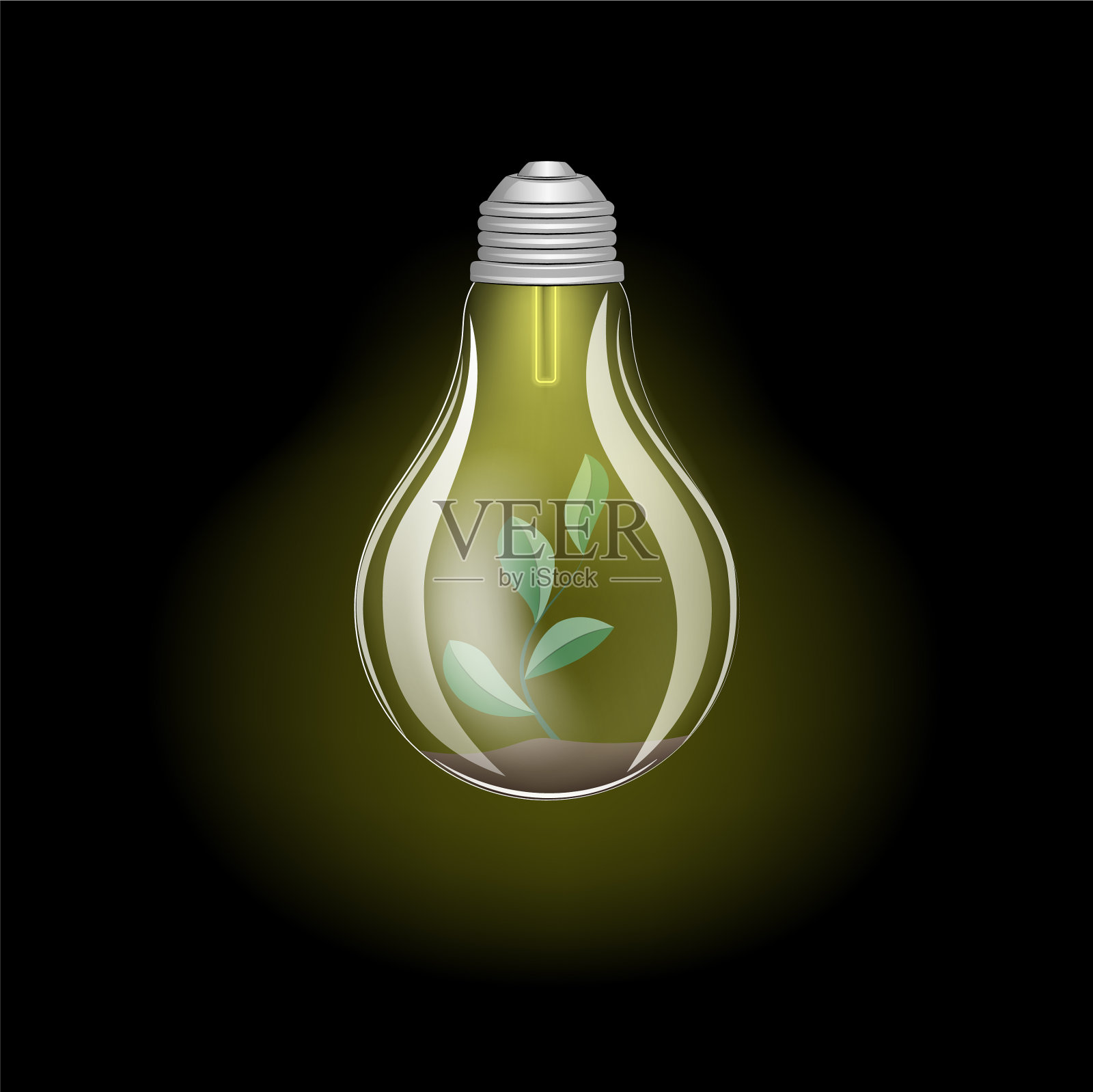 概念绿色能源照明灯具及插画图片素材