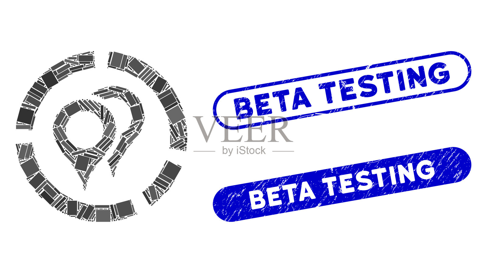 矩形马赛克地理定位图与插画图片素材