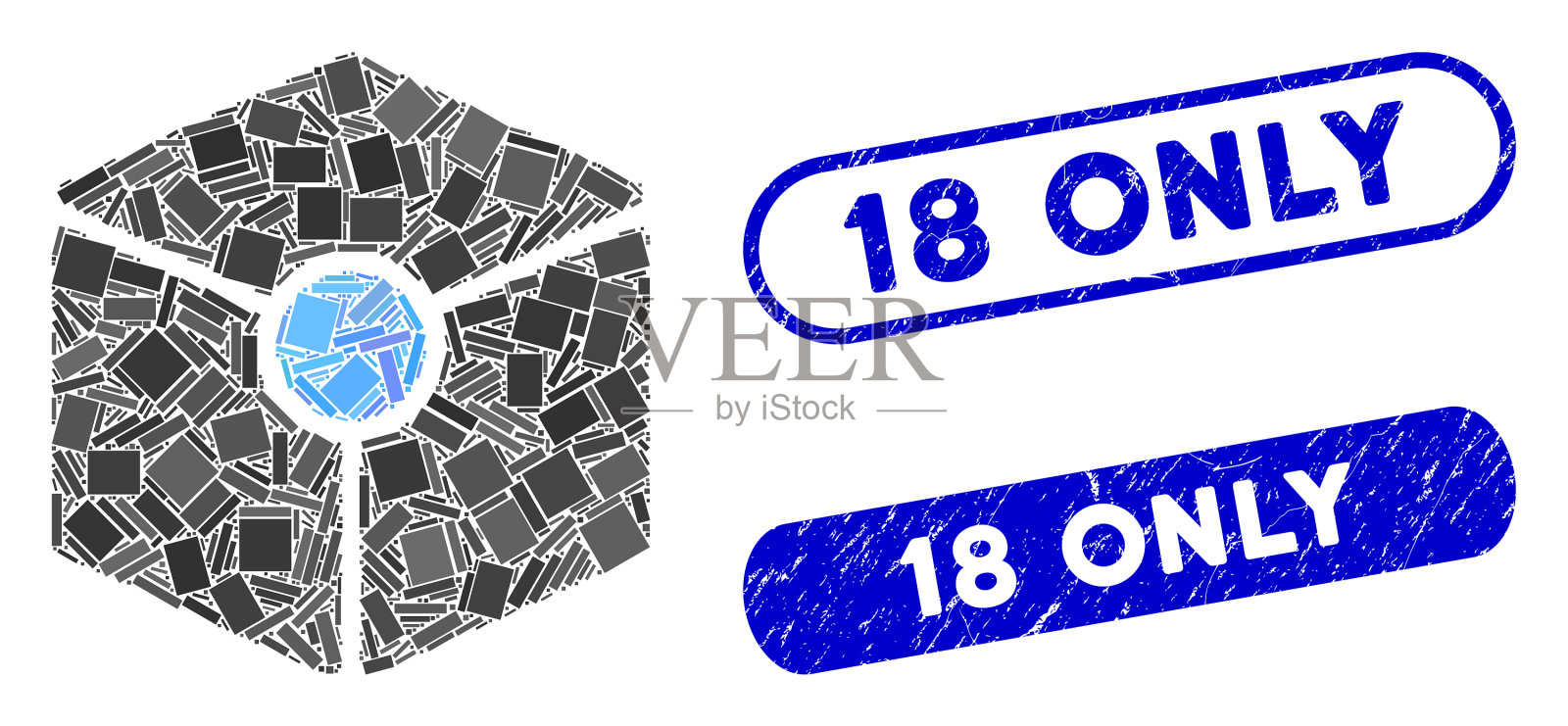 只有纹理18的矩形镶嵌立方体顶点插画图片素材