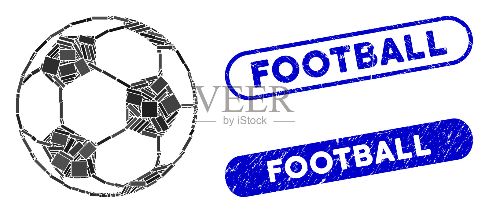矩形拼贴足球与刮花插画图片素材