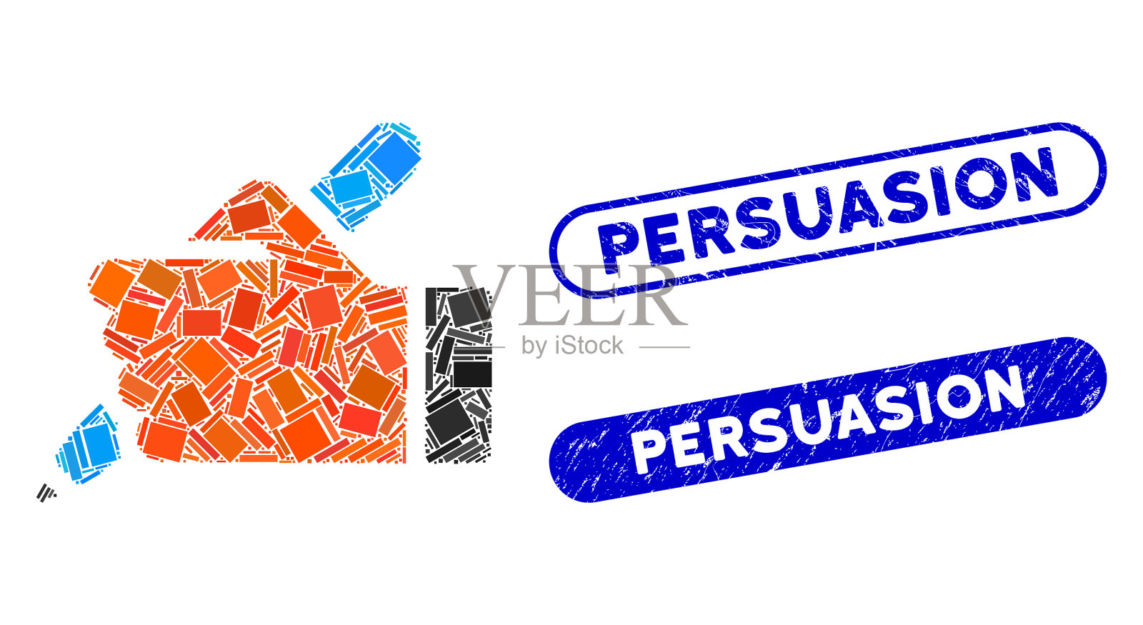 矩形拼贴手铅笔与垃圾插画图片素材