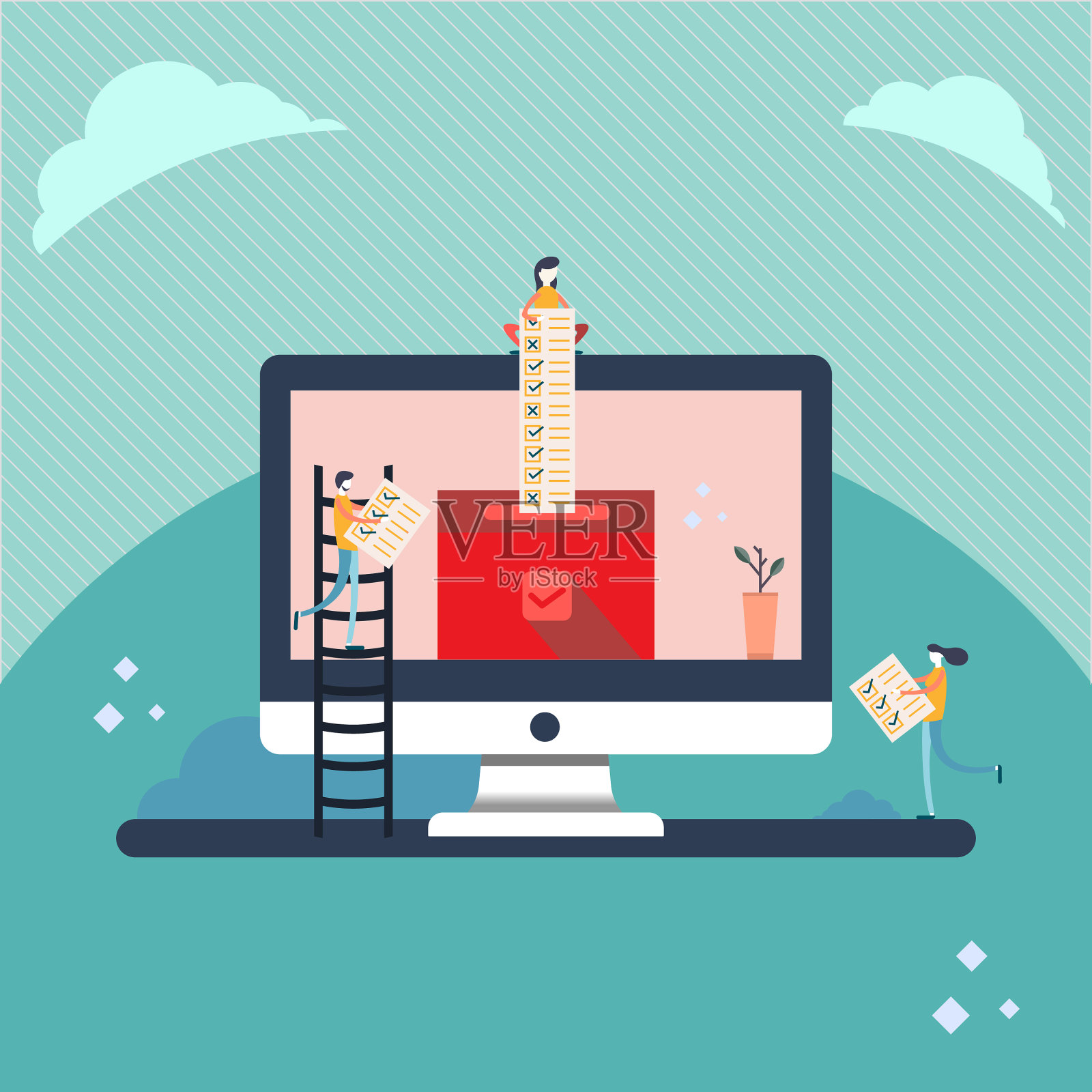 投票概念平面设计风格插画图片素材