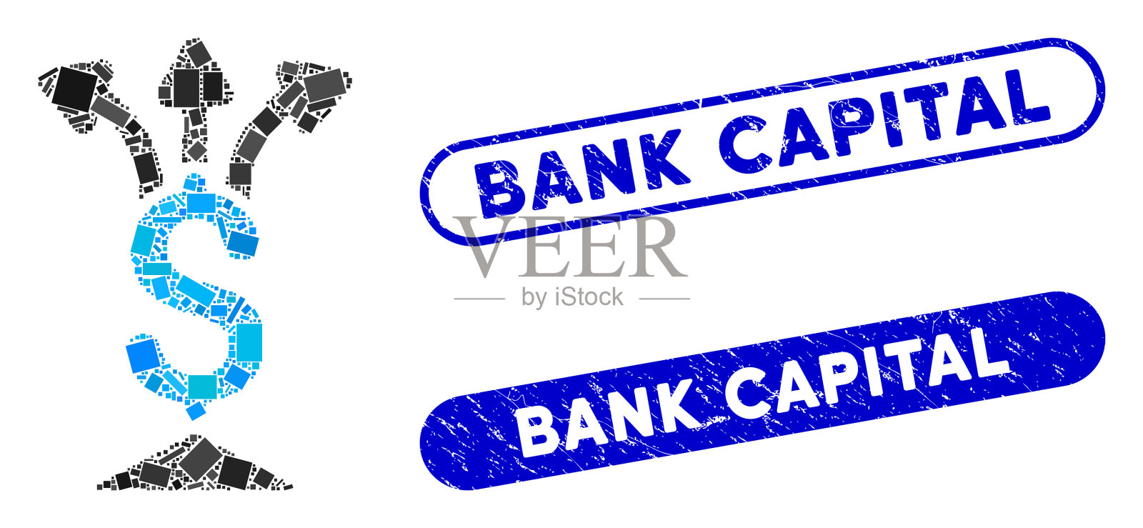 矩形马赛克与垃圾银行分享钱插画图片素材