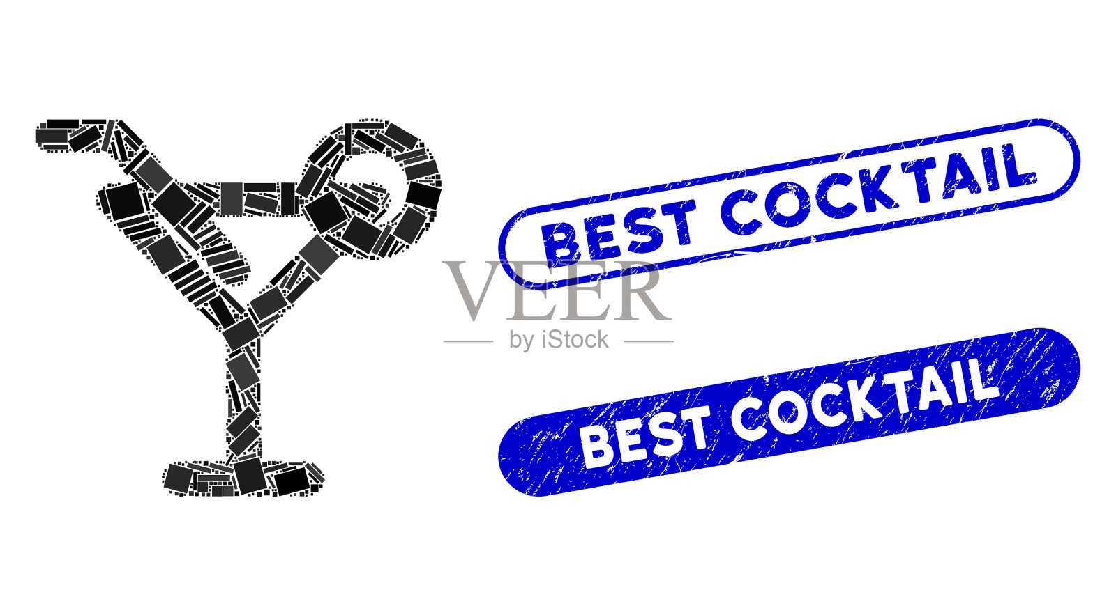 矩形马赛克鸡尾酒与苦恼最好插画图片素材