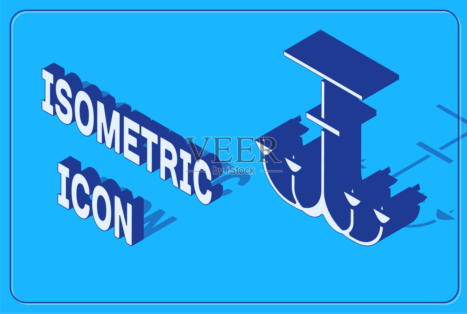 等距吊灯图标孤立在蓝色插画图片素材