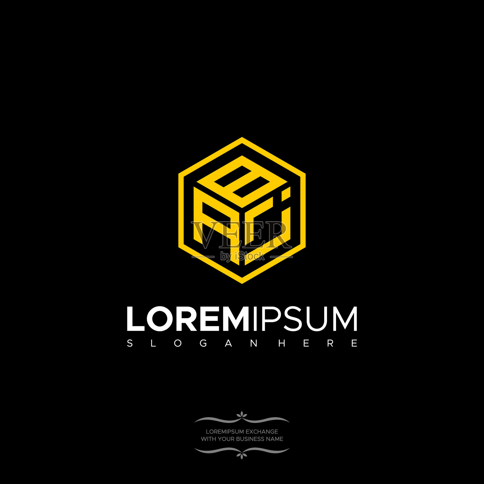 Baj标志首字母抽象多边形标志插画图片素材