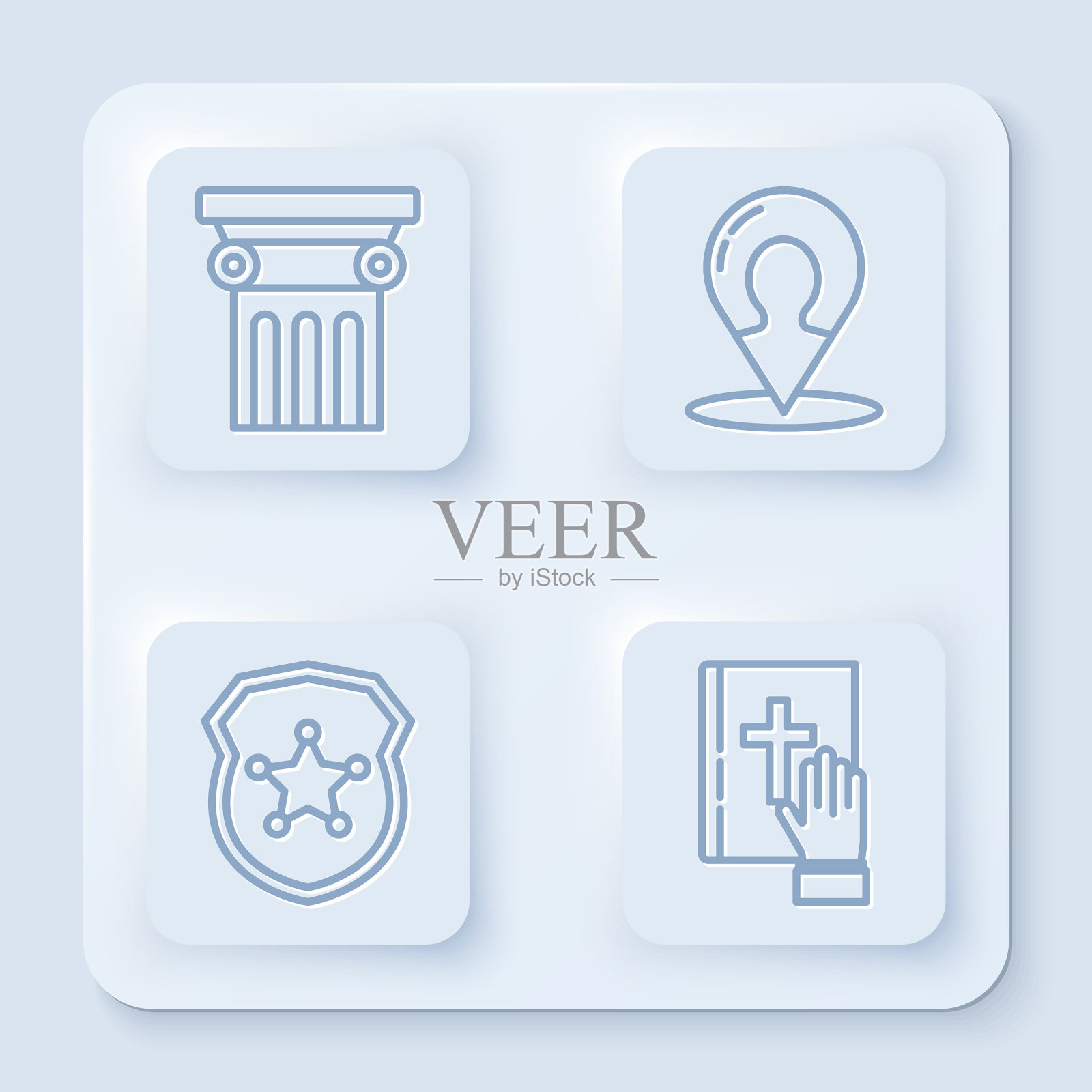 设线法柱地图标记与剪影图标素材