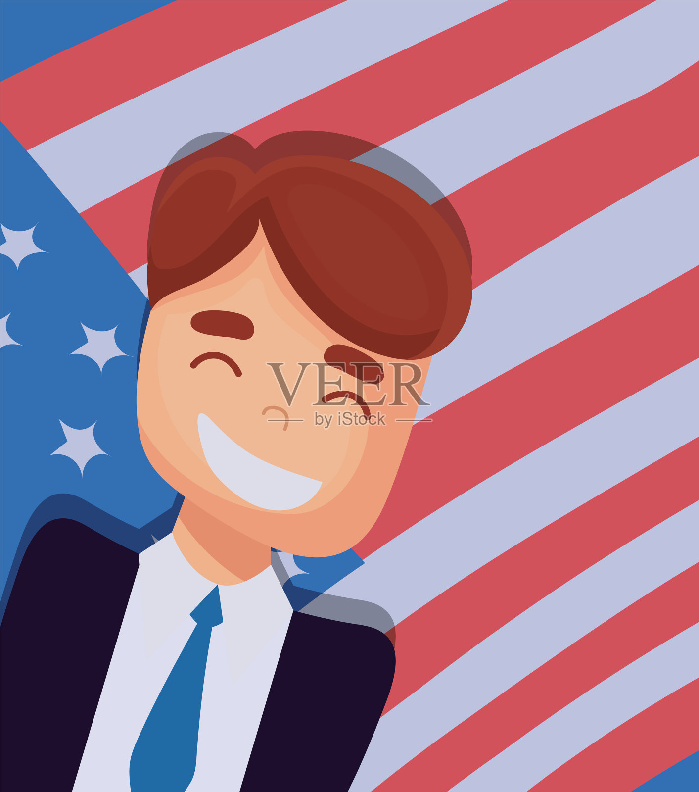 漫画和美国国旗，总统日快乐插画图片素材