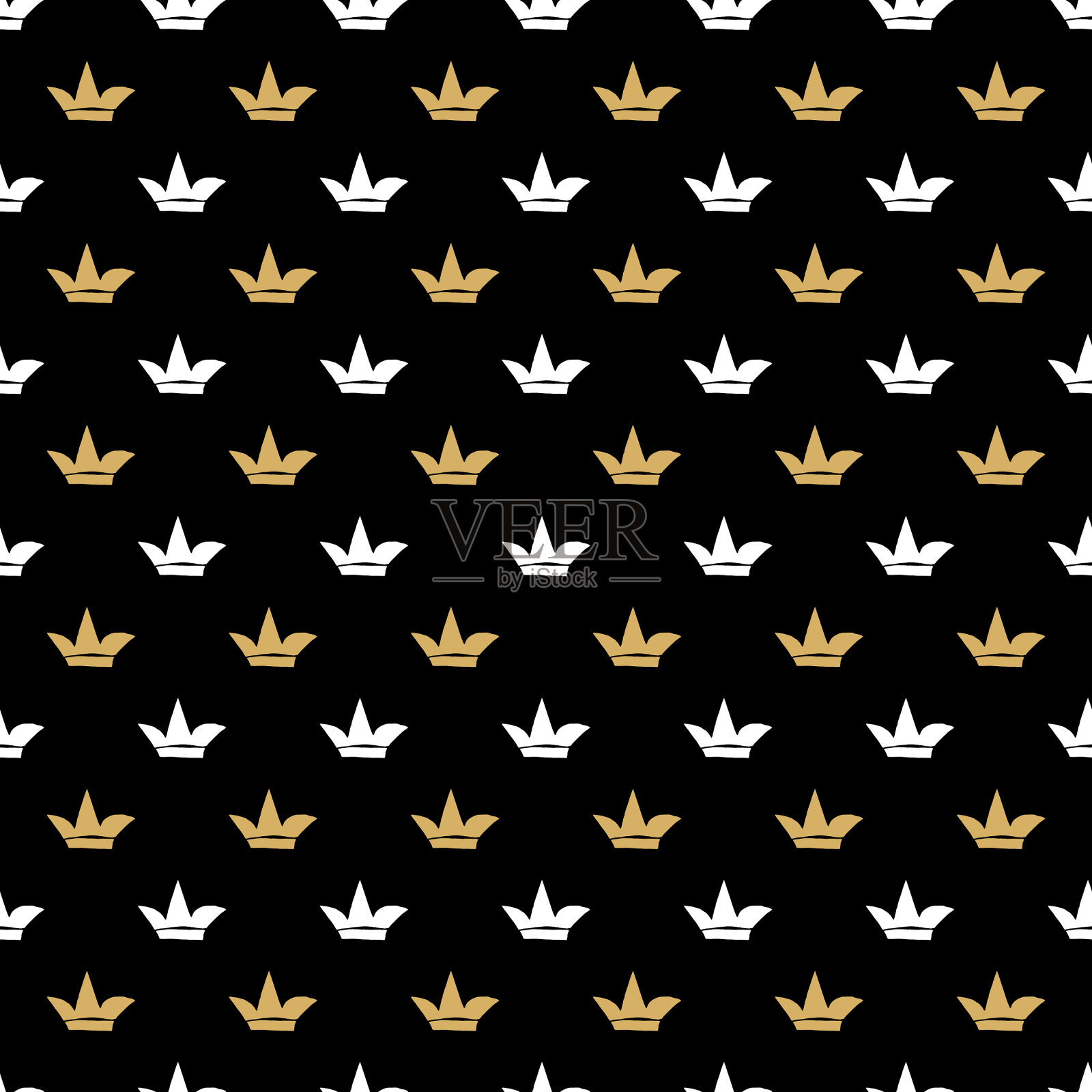 皇冠无缝图案手绘皇家涂鸦插画图片素材