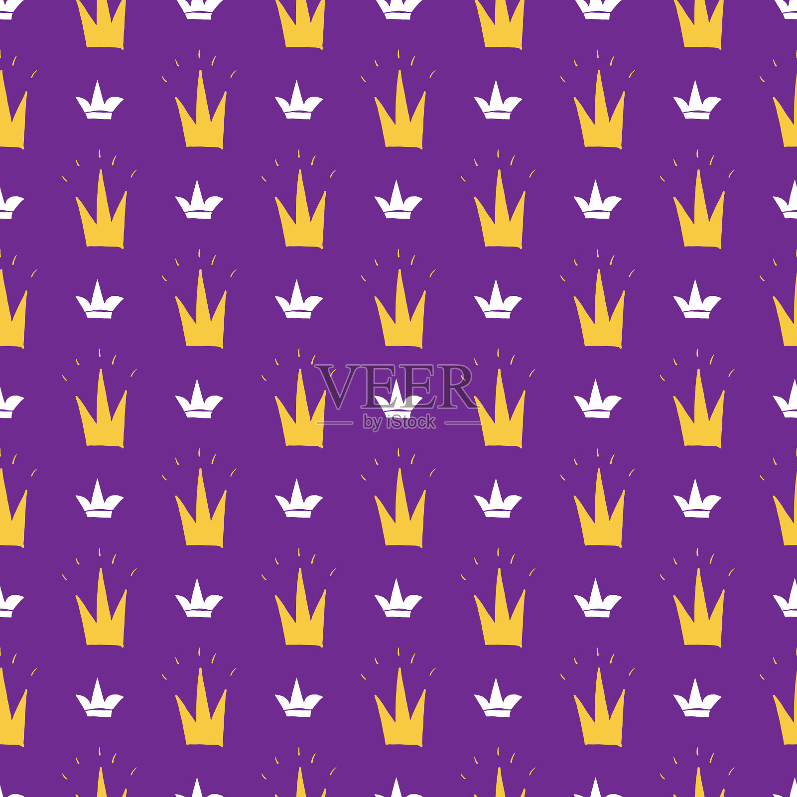 皇冠无缝图案手绘皇家涂鸦插画图片素材