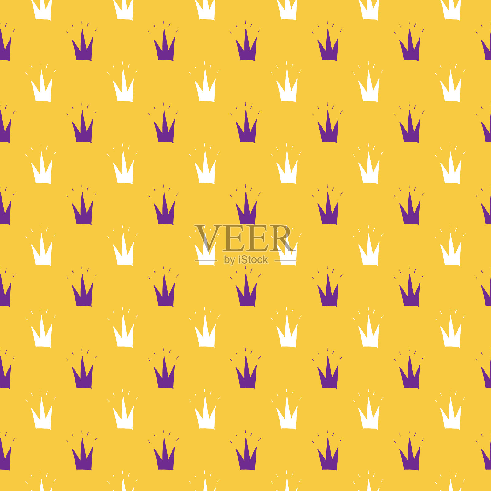 皇冠无缝图案手绘皇家涂鸦插画图片素材