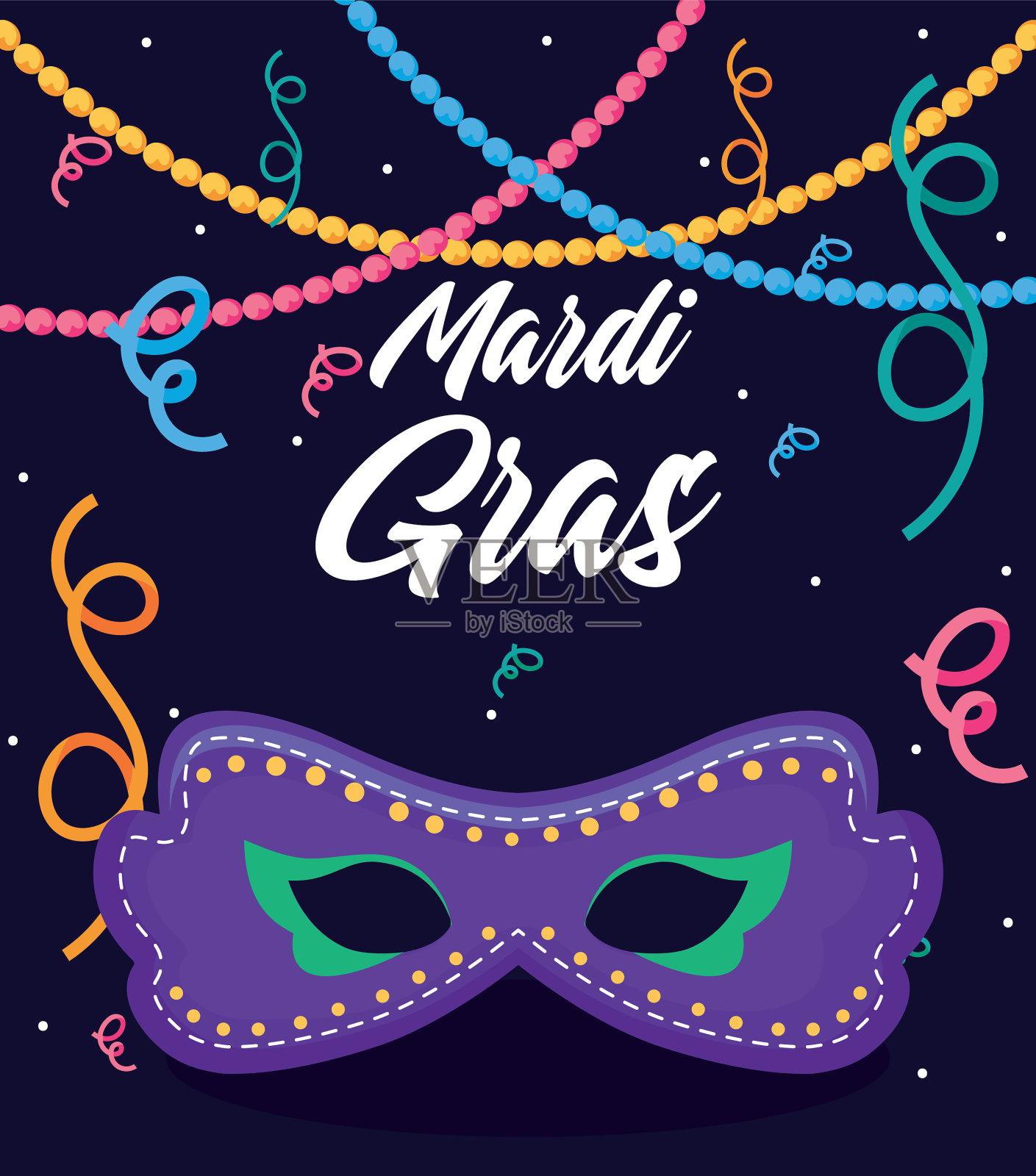 有项链设计的狂欢节面具插画图片素材