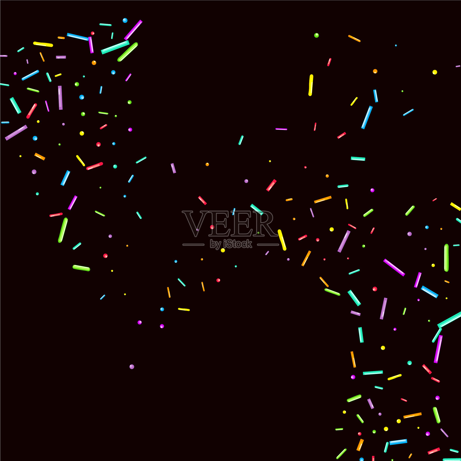 派对背景上撒着粒状甜蜜的五彩纸屑插画图片素材