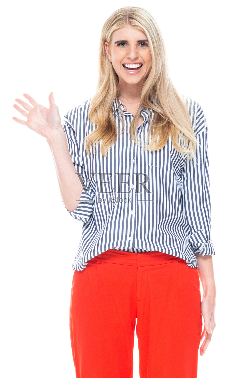 年轻的白人女商人站在白色的背景穿着漂亮的休闲照片摄影图片