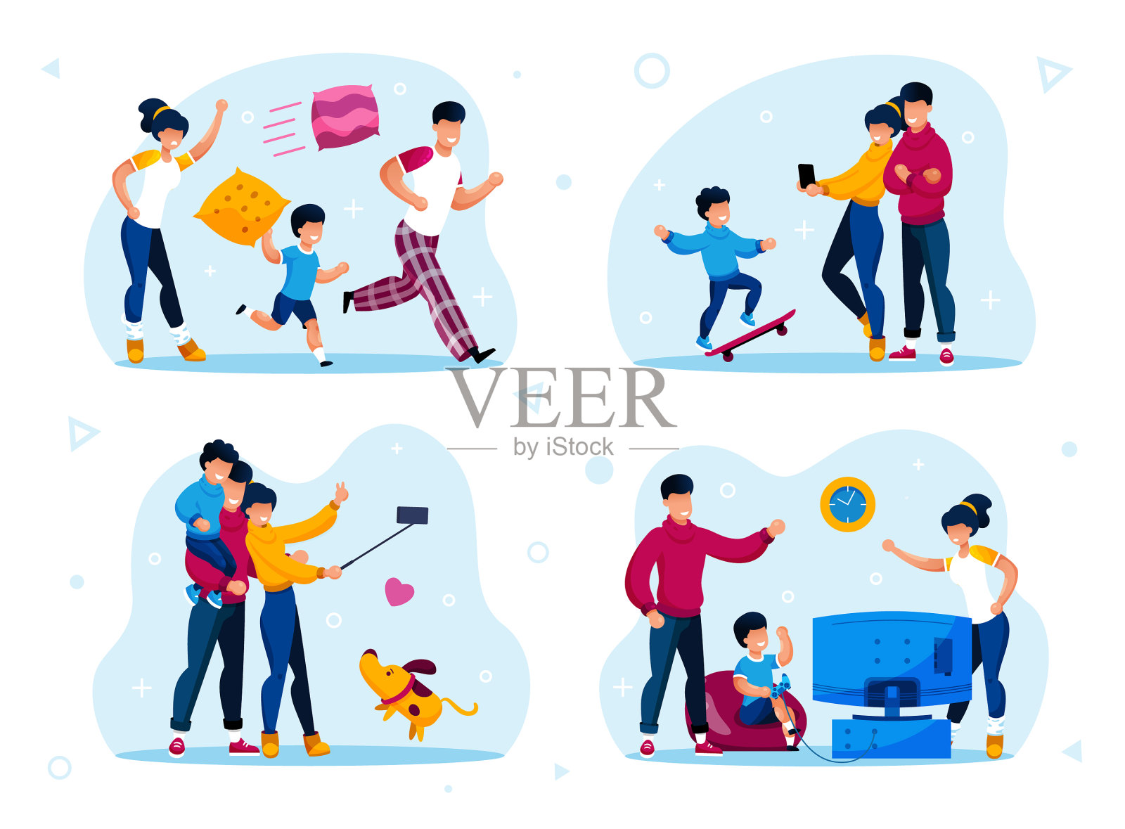 快乐的父母例行公事场景插画图片素材