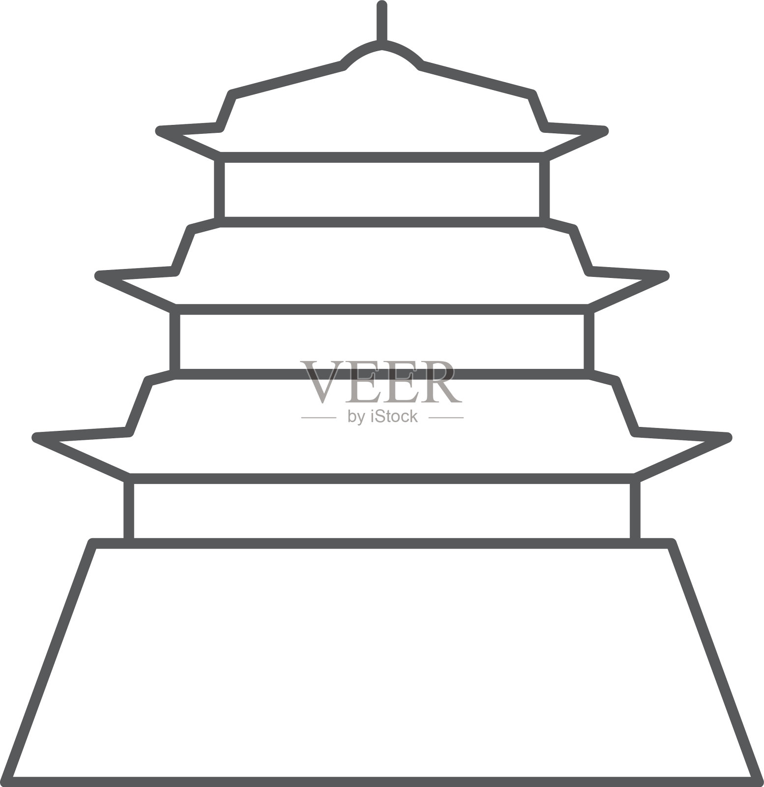 亚洲宝塔图标象征建筑孤立上设计元素图片