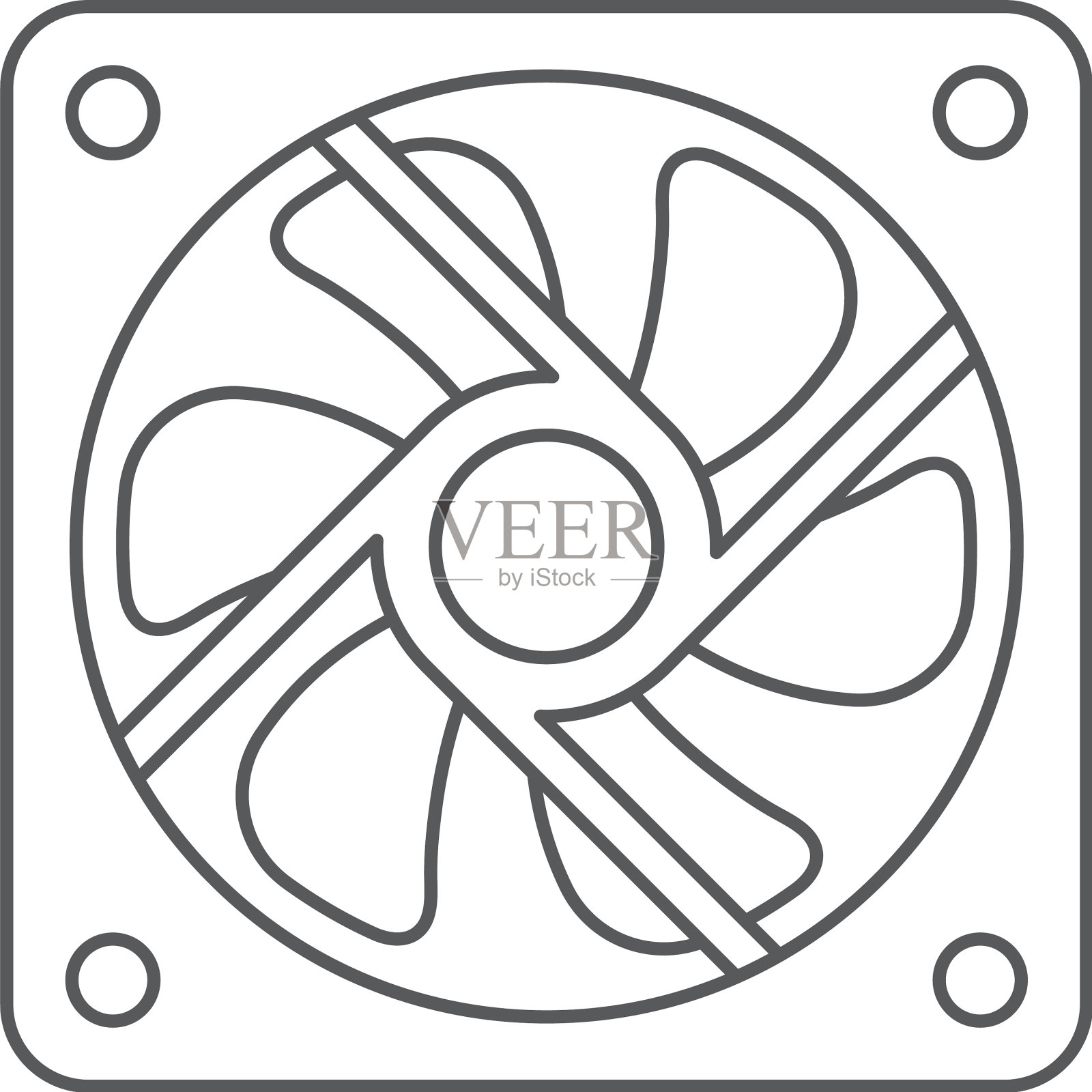 电脑冷却器图标符号孤立的白色设计元素图片