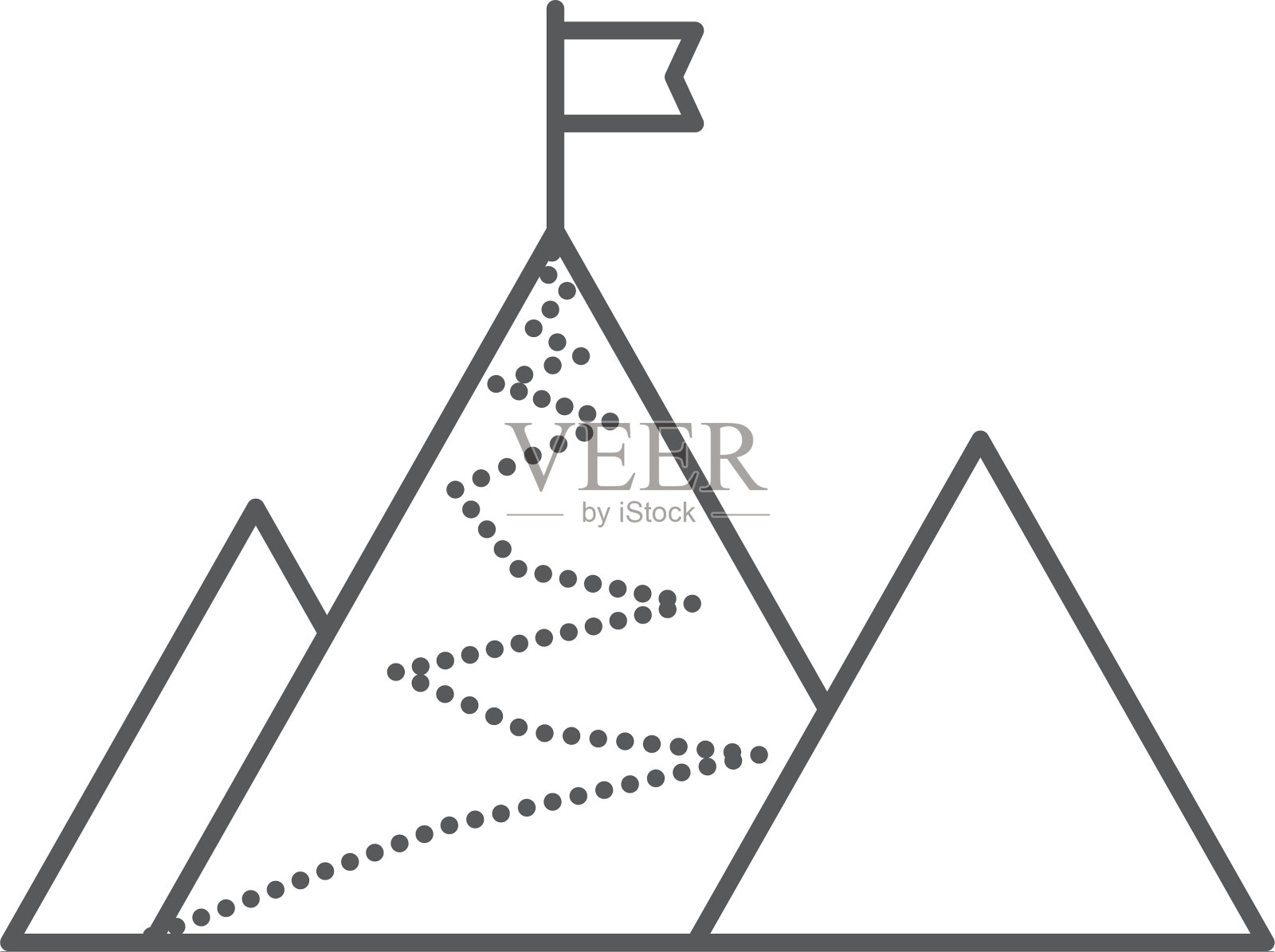 旗帜在山顶图标孤立在白色图标素材