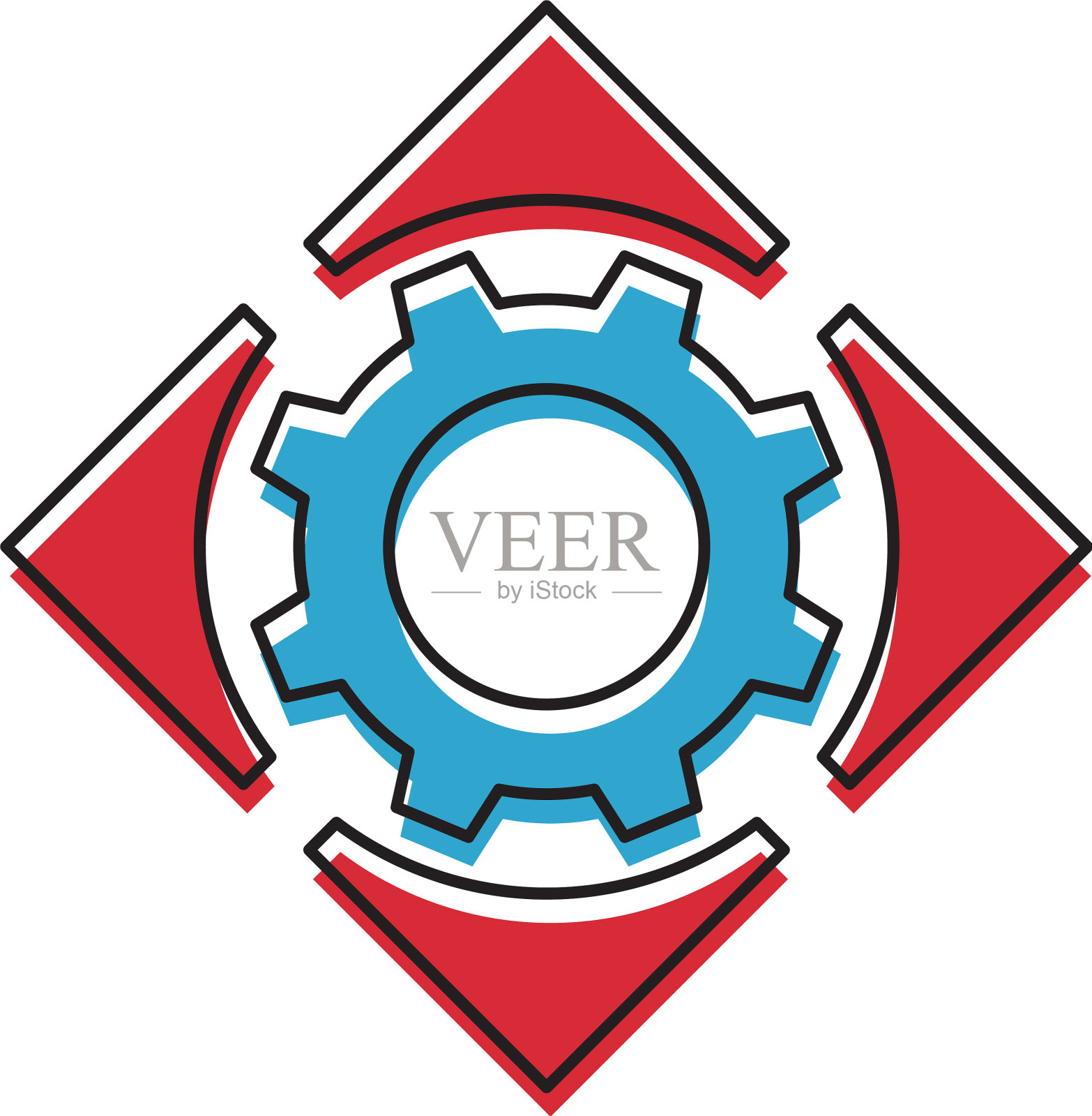 设置齿轮和箭头图标符号隔离图标素材