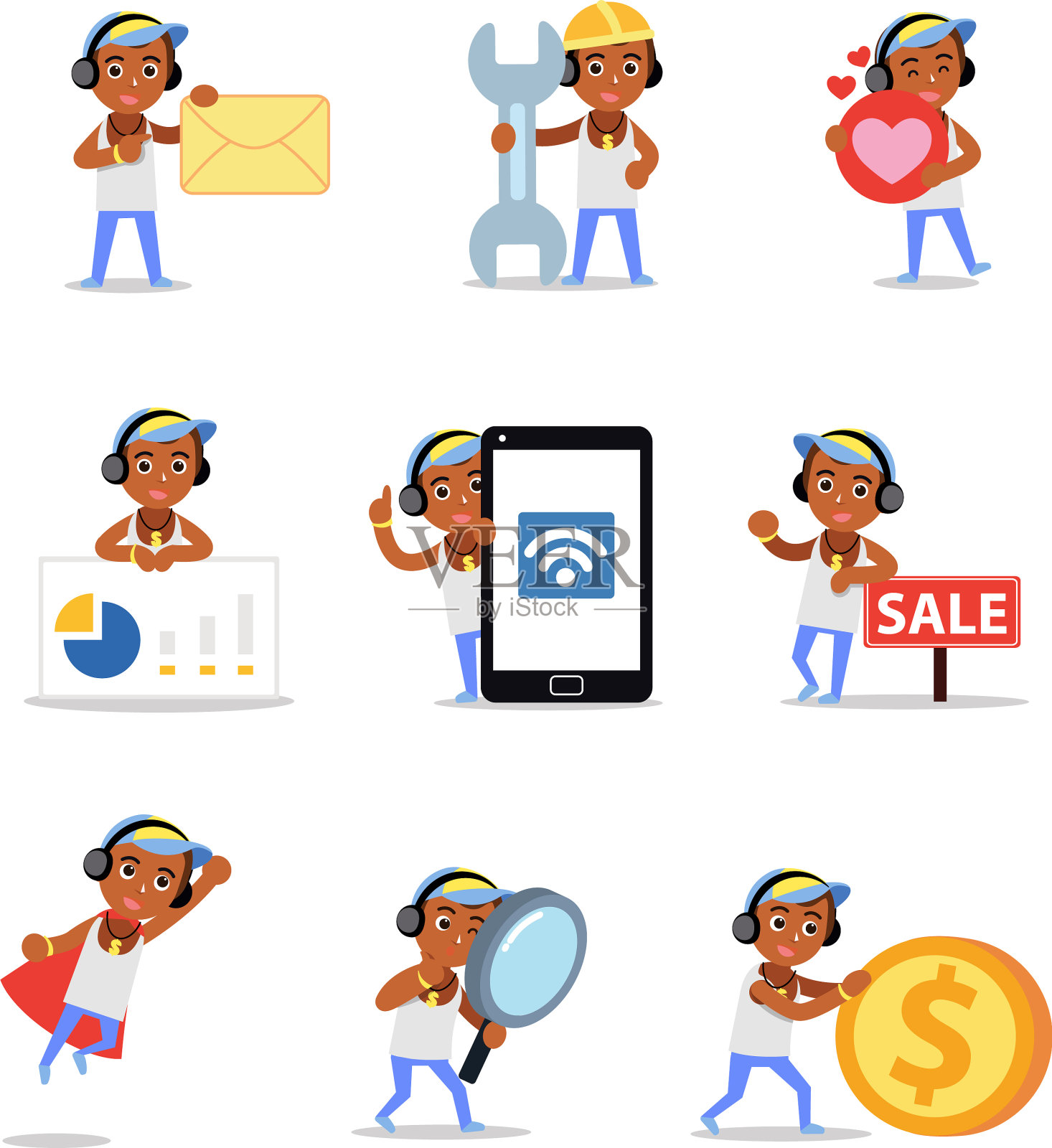 设定人物说唱歌手佩戴配饰图标素材