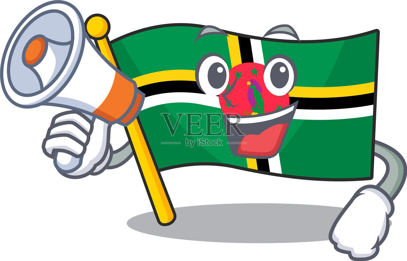 有扩音器的多米尼加国旗插画图片素材