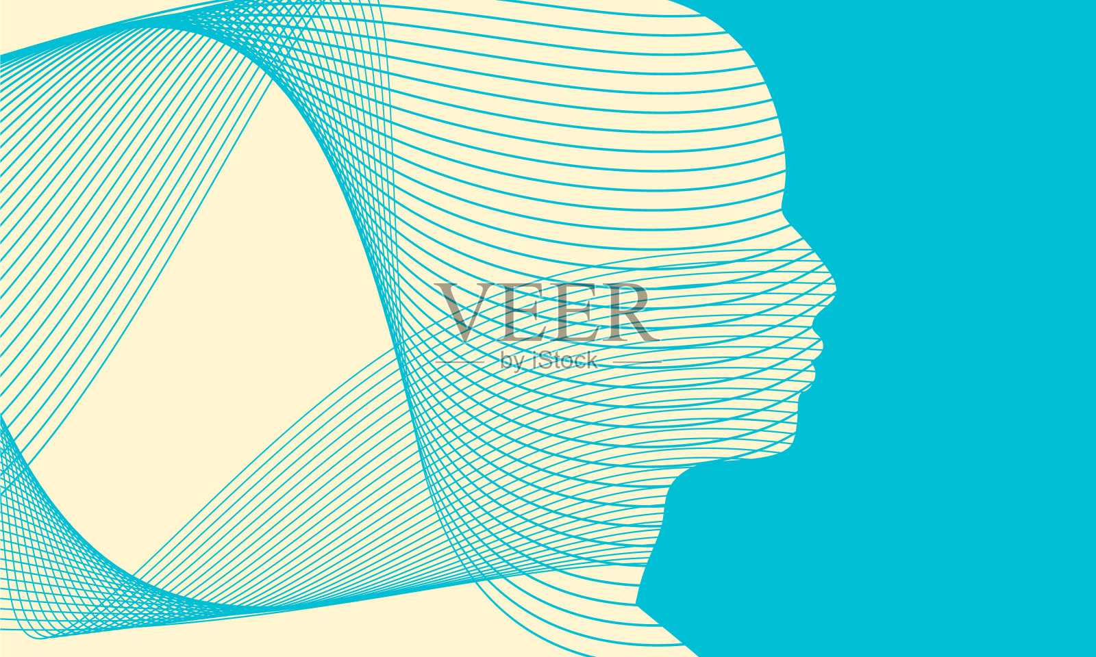 轮廓男头插画图片素材