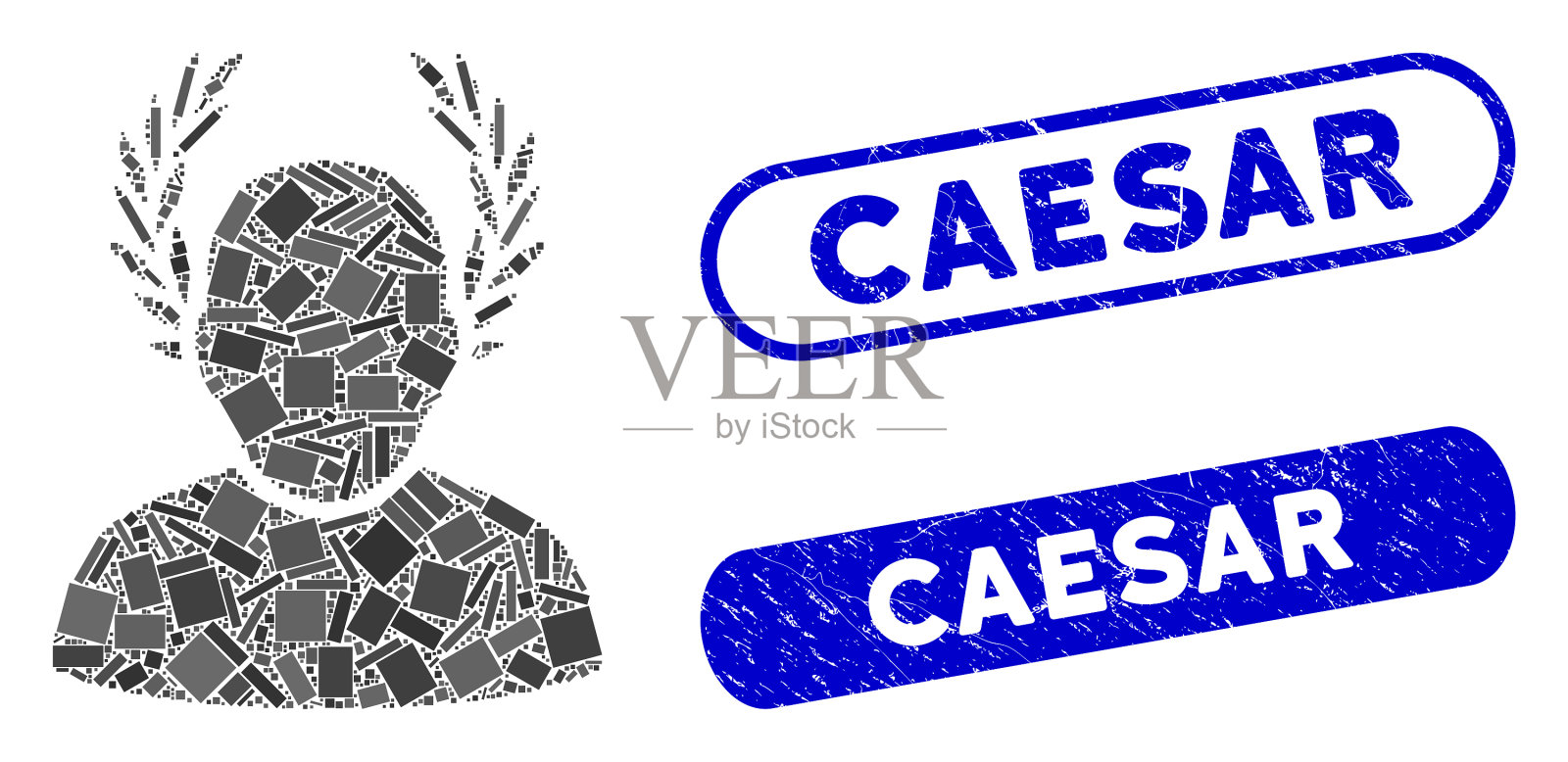 长方形马赛克凯撒与苦恼凯撒插画图片素材