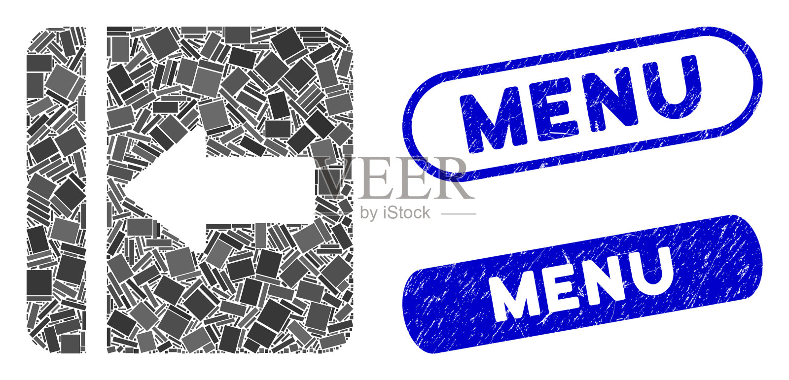 矩形拼贴隐藏菜单左划插画图片素材