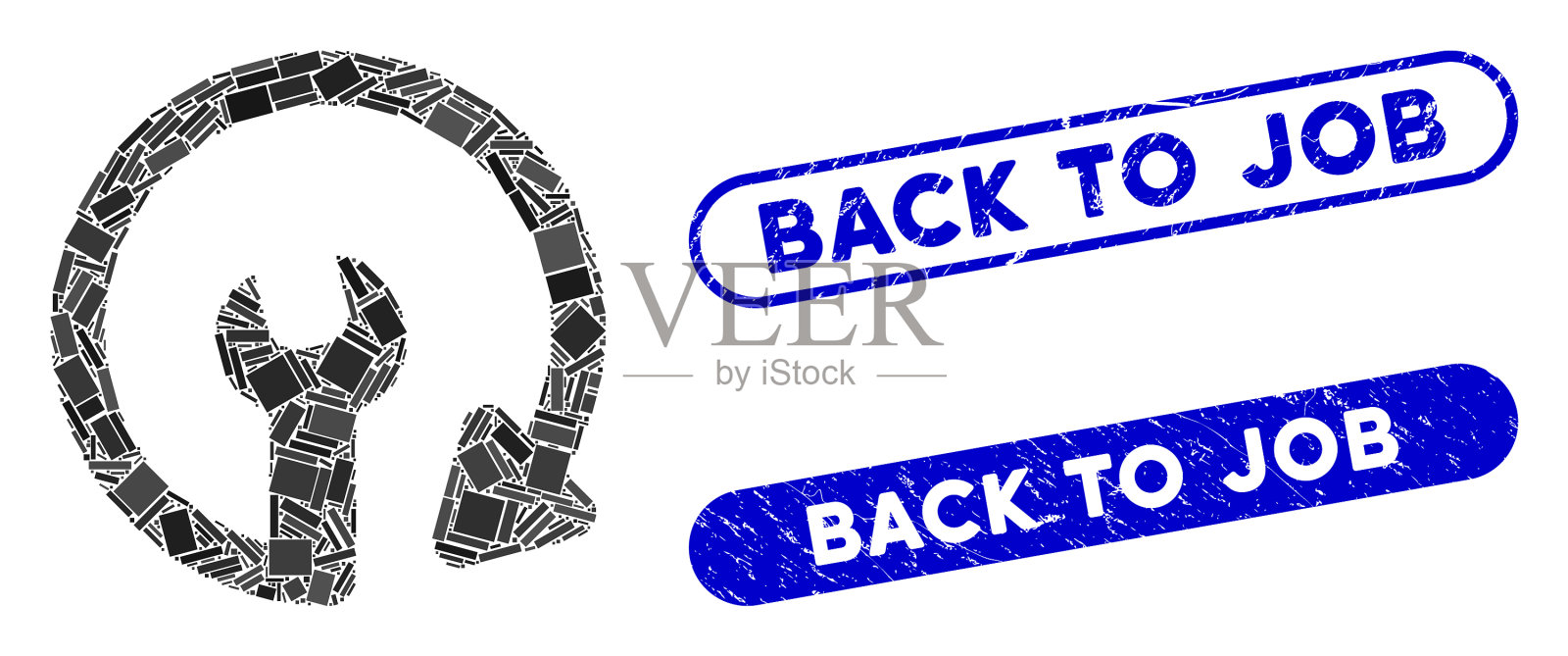 矩形马赛克重复服务与垃圾插画图片素材