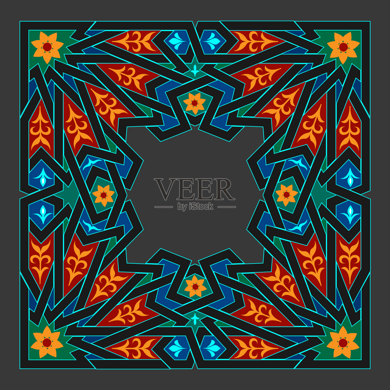 伊斯兰色彩图案装饰设计插画图片素材