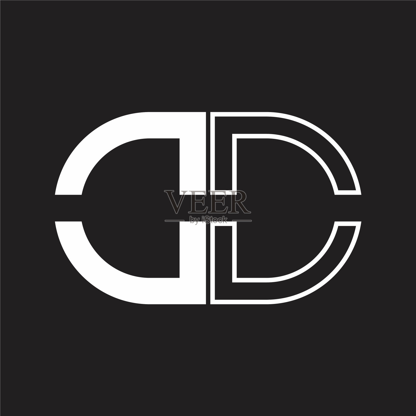 Oo字母标志字母与椭圆形负号形状插画图片素材